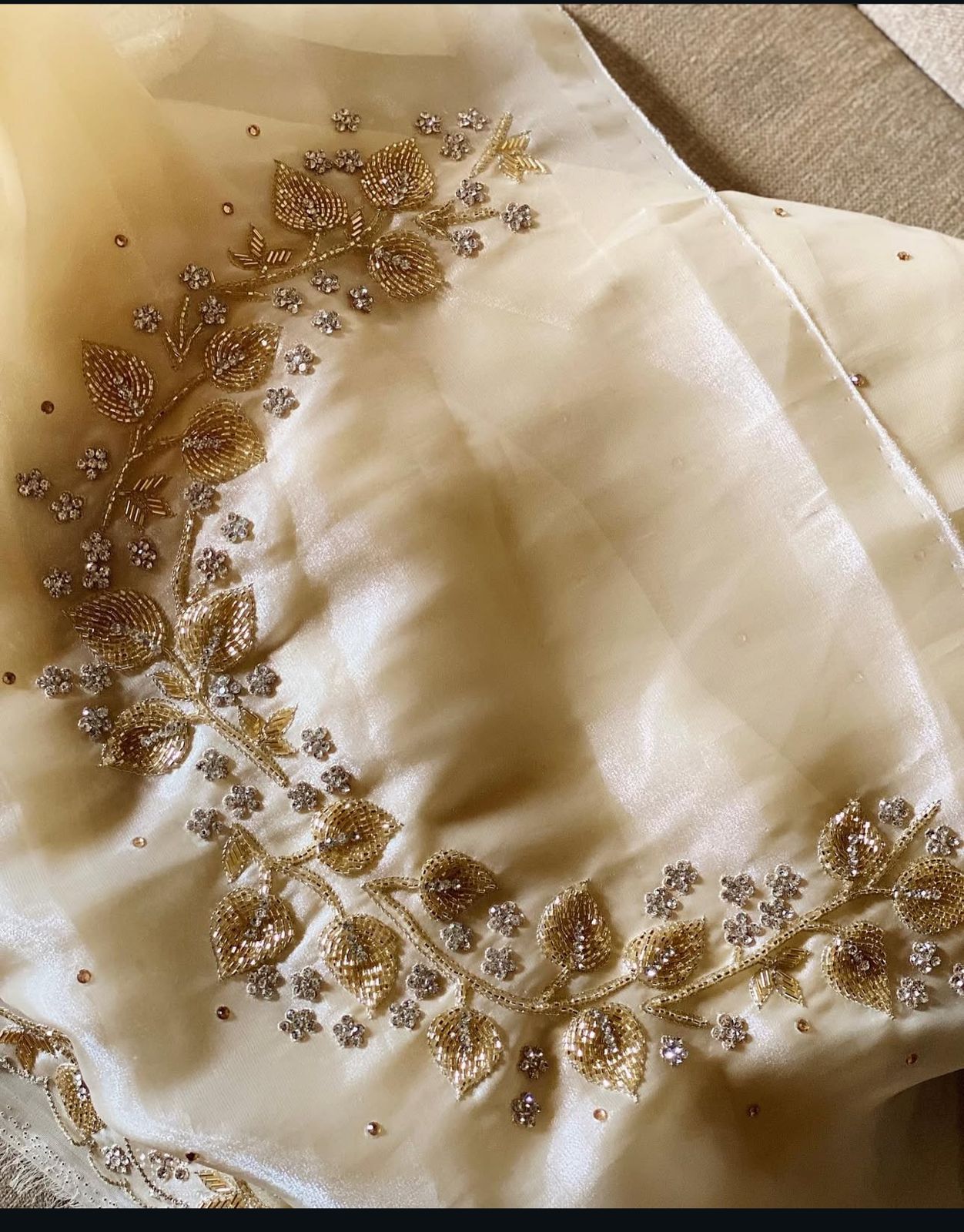 Gold Satin Organza Saree