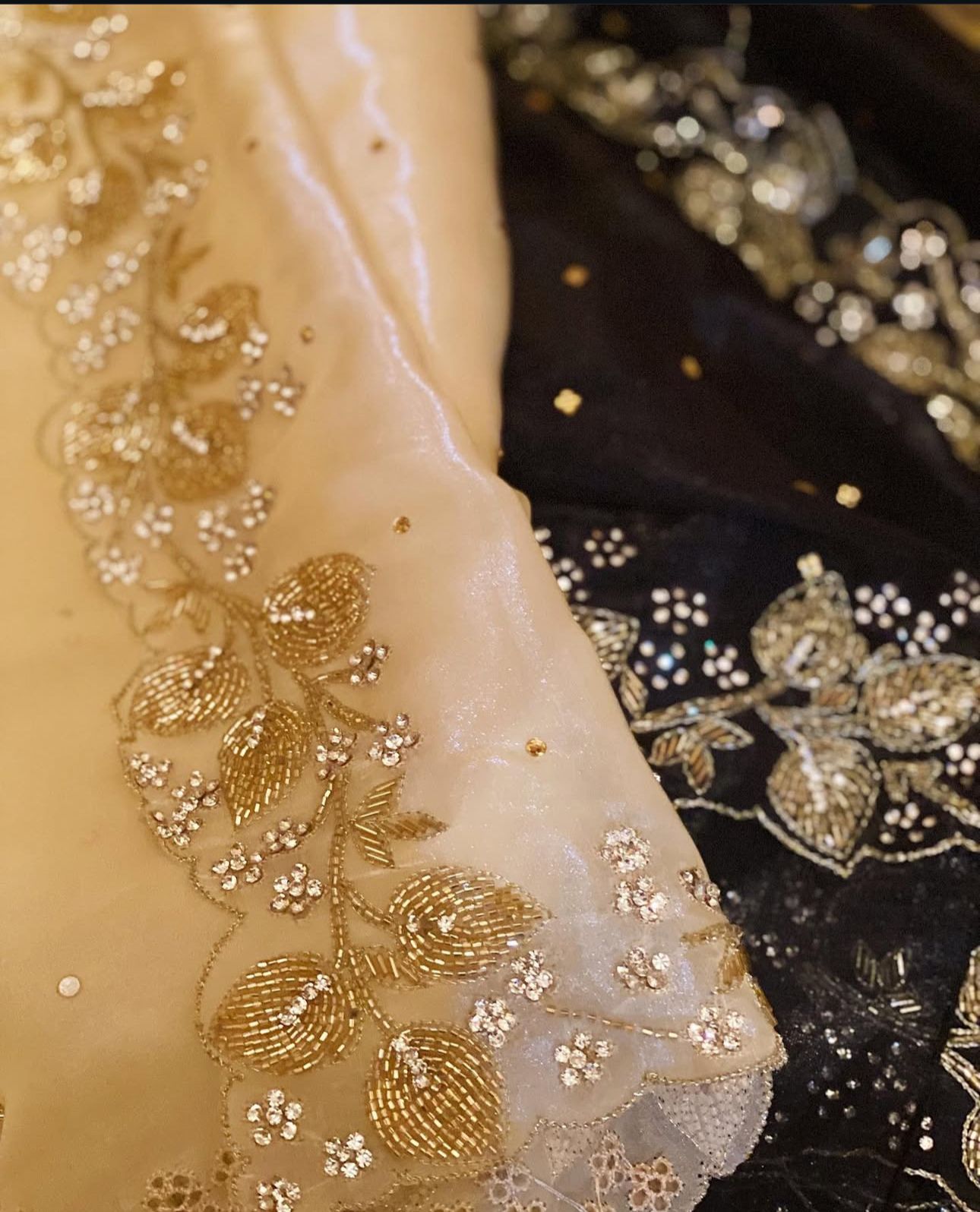 Gold Satin Organza Saree