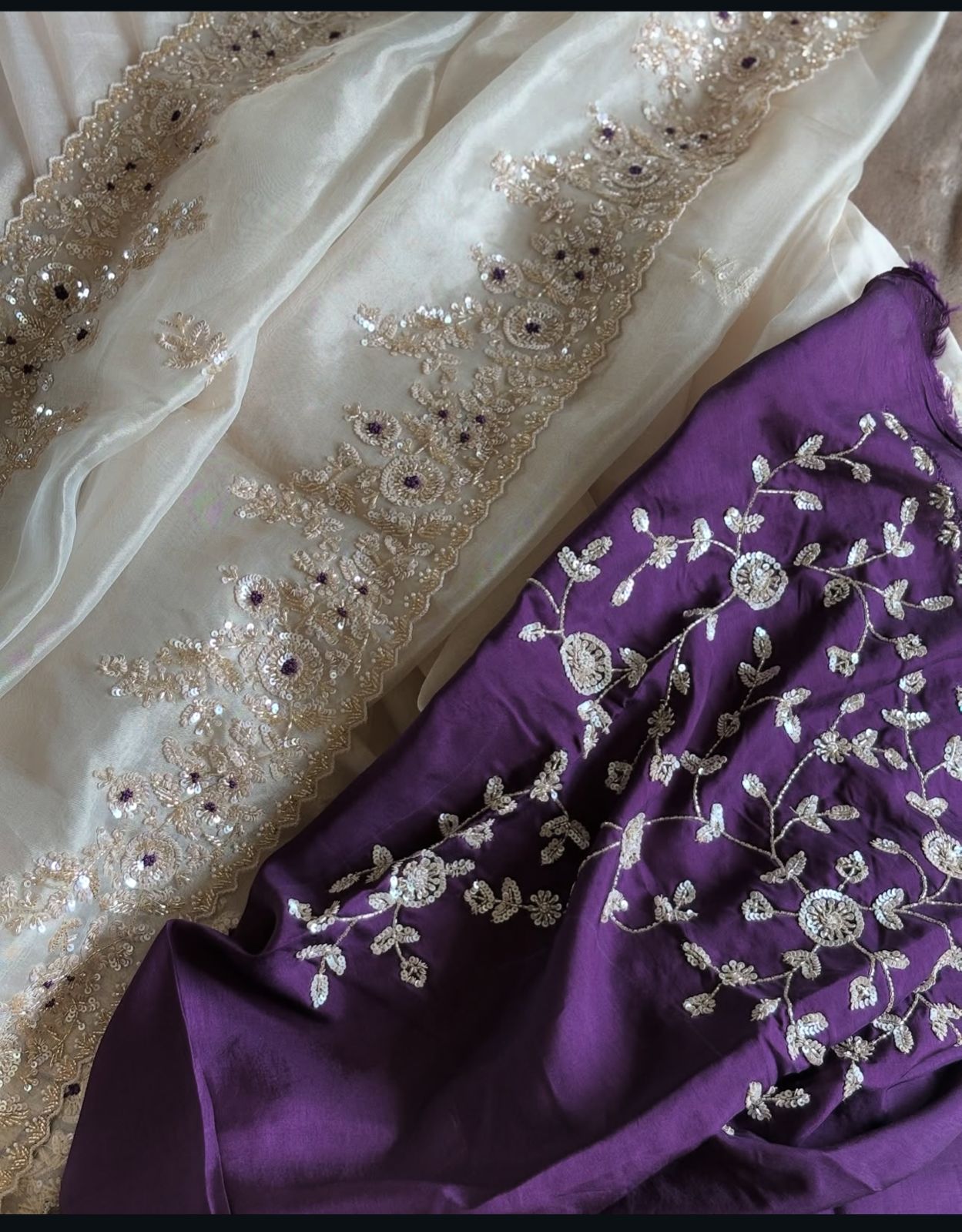 Ivory Bloom Organza Saree