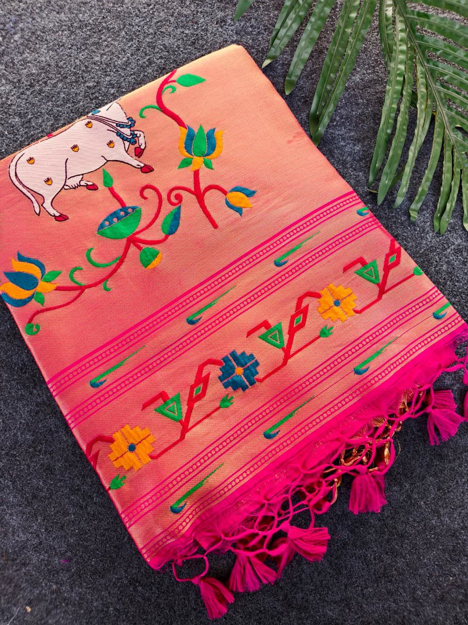 Paithani Tussar Silk Saree