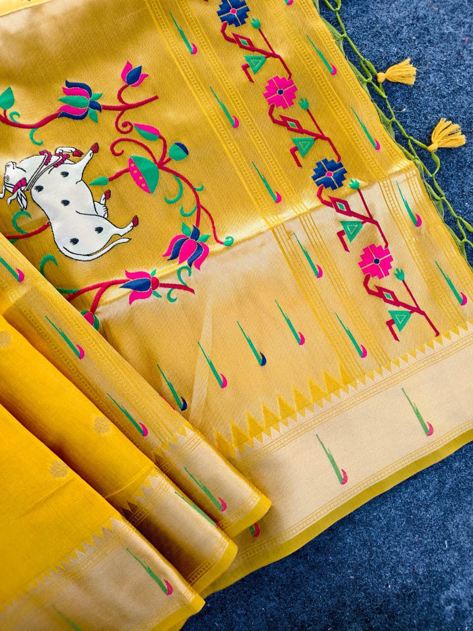 Paithani Tussar Silk Saree