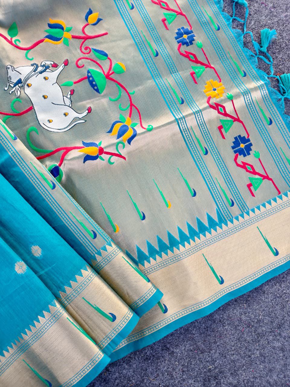 Paithani Tussar Silk Saree