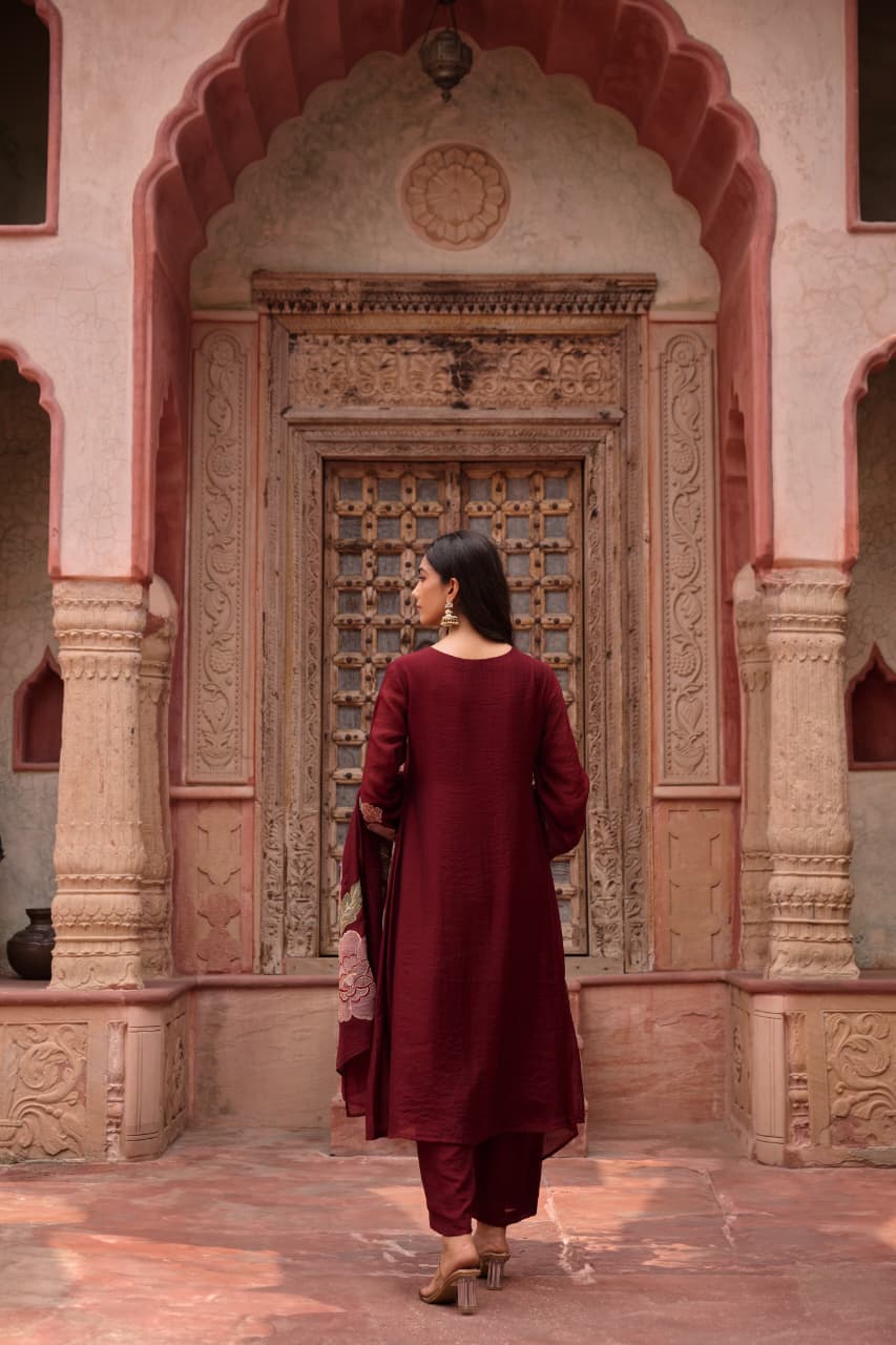 Maroon kurta set