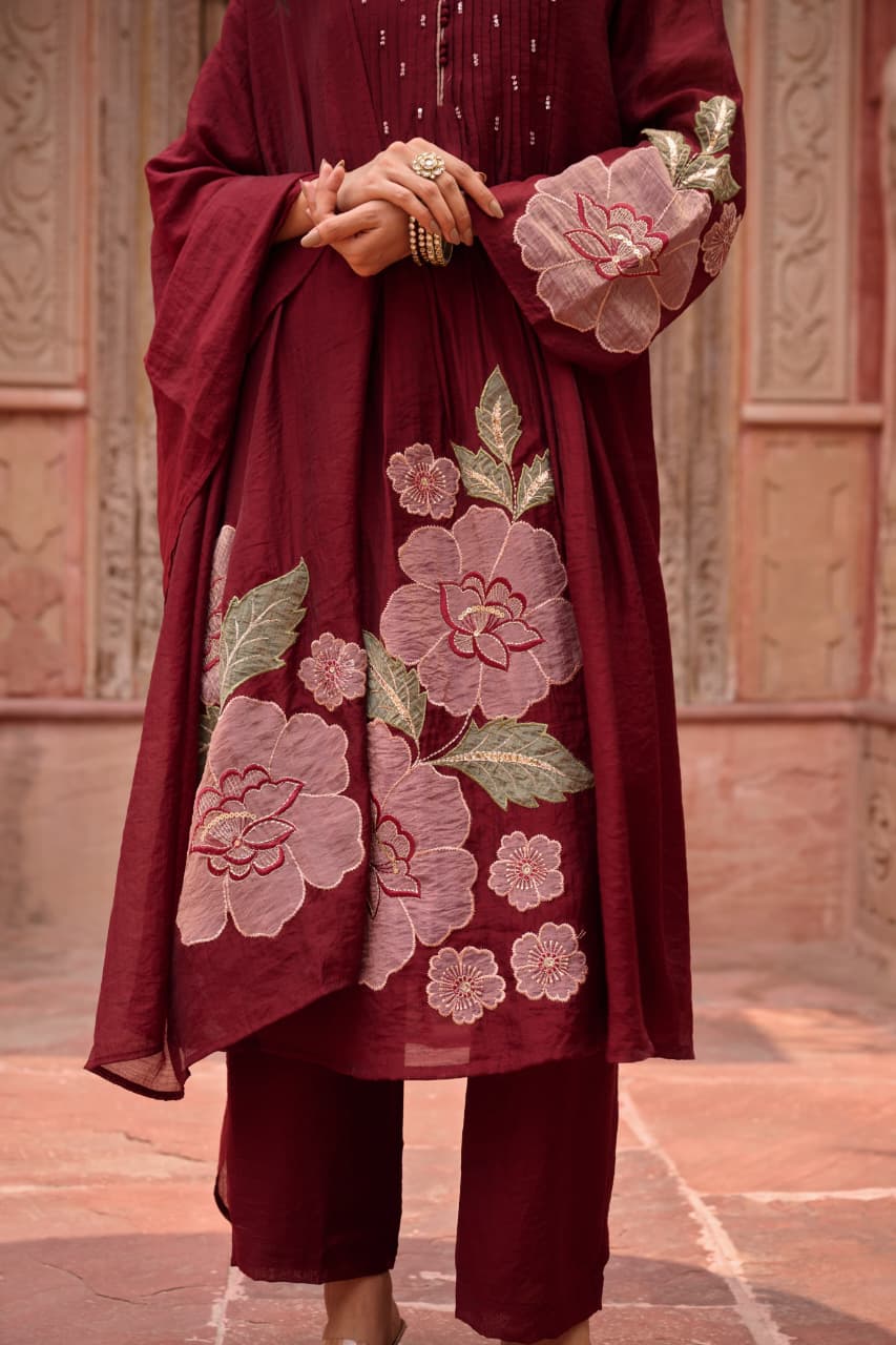 Maroon kurta set
