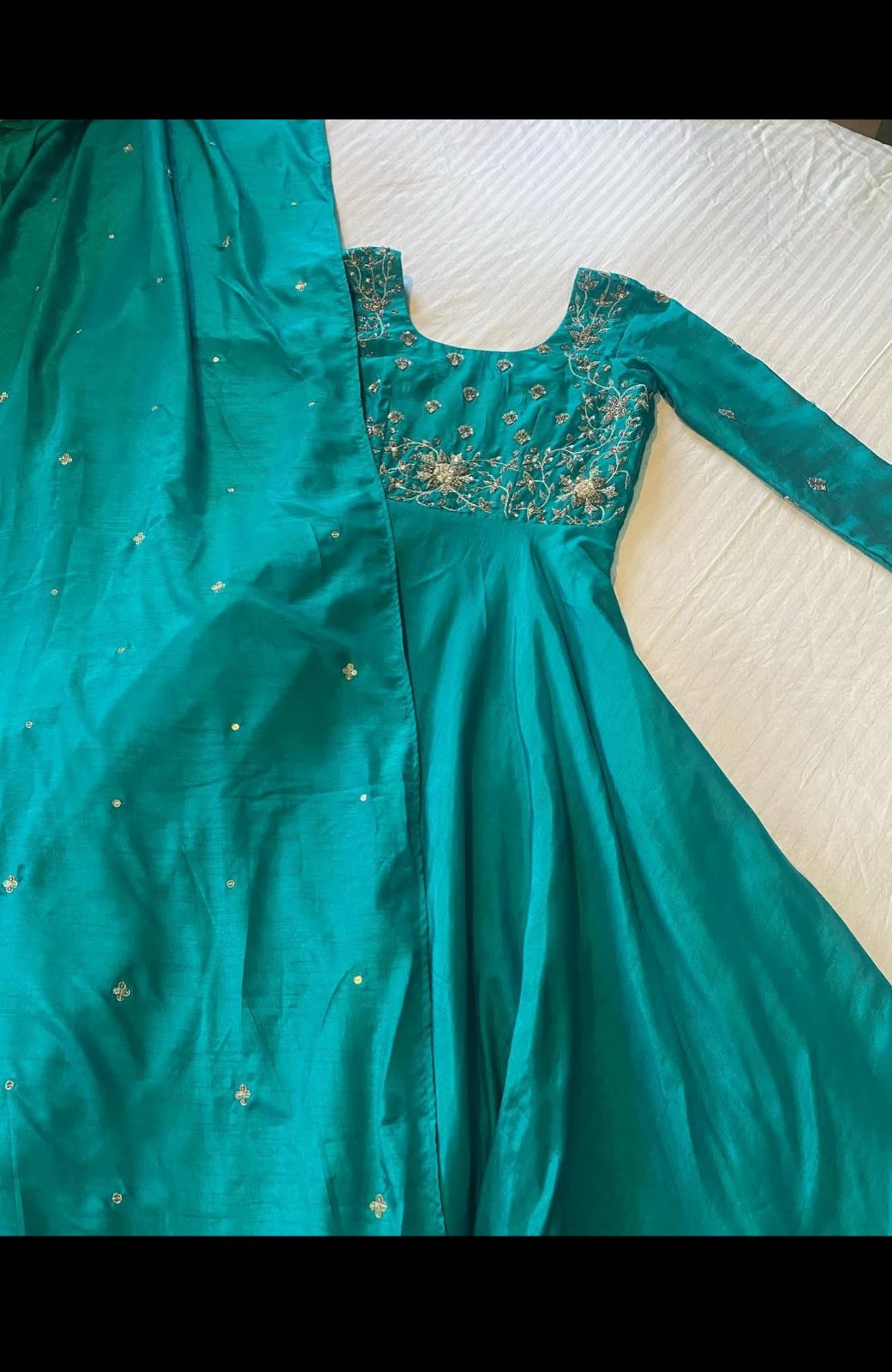 Teal Bloom Anarkali Gown