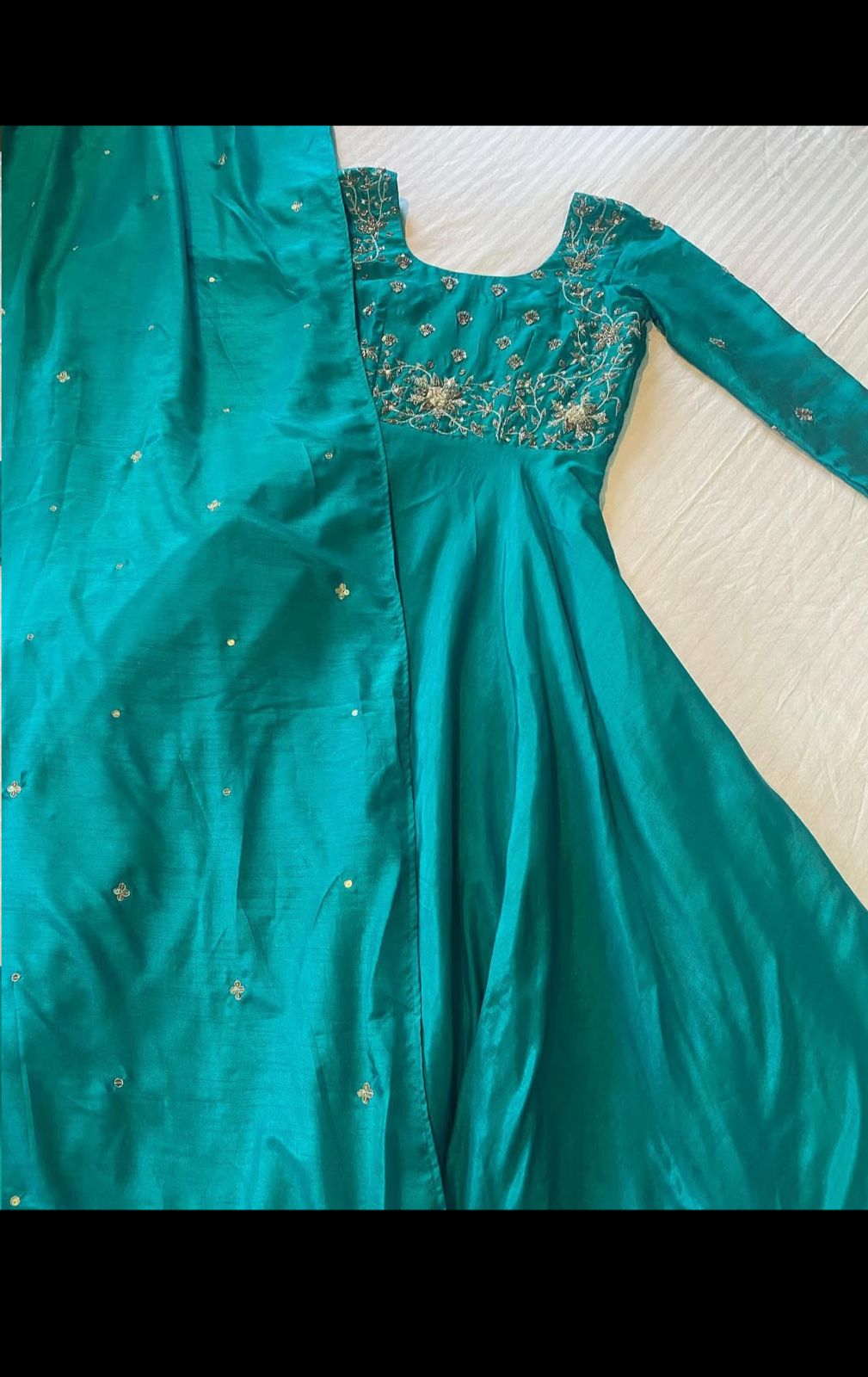 Teal Bloom Anarkali Gown