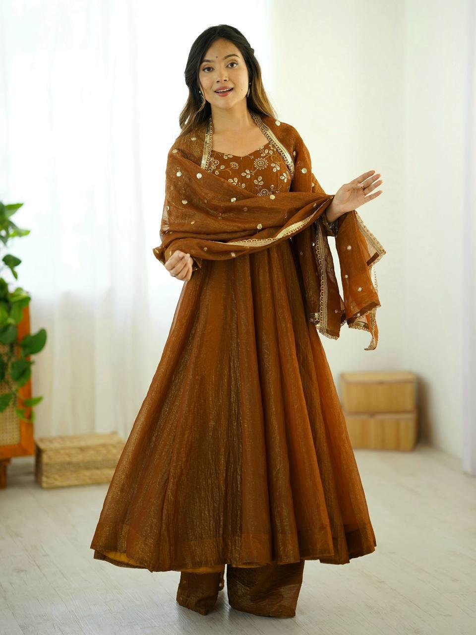 Ishqara Designer Crunchy Silk Anarkali Set