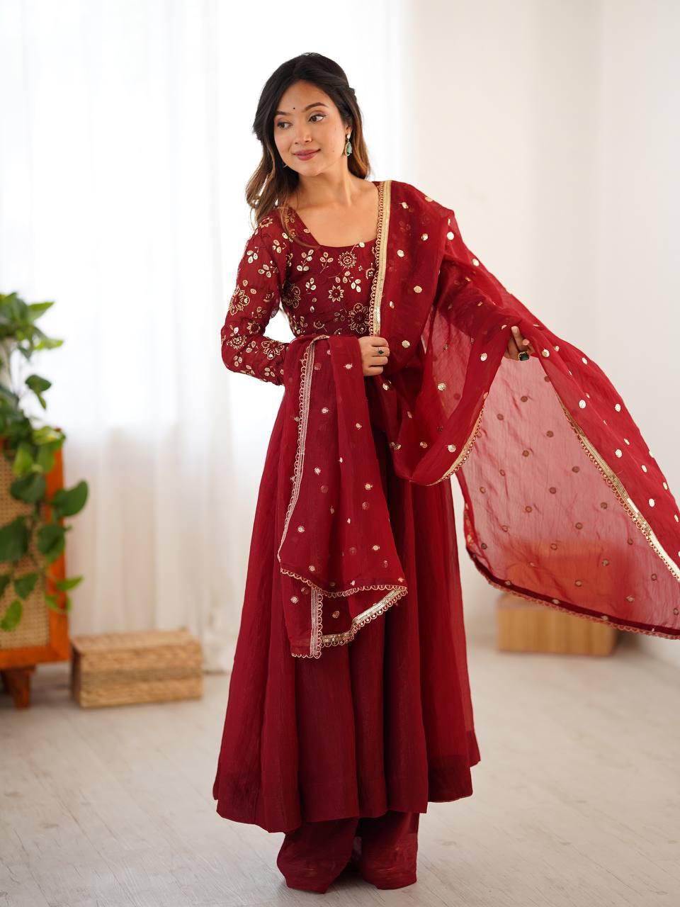 Ishqara Designer Crunchy Silk Anarkali Set