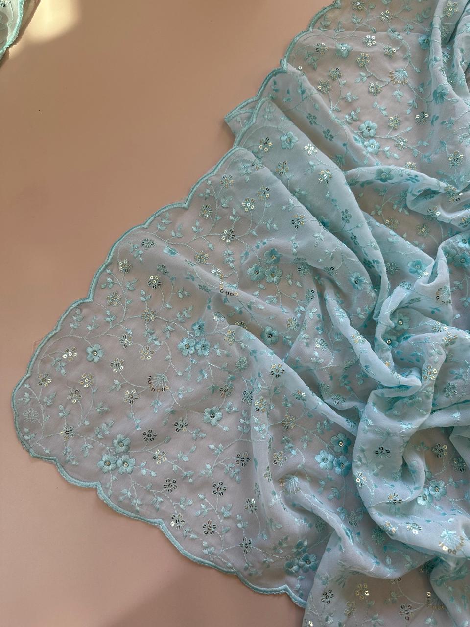 Sky Bloom Embroidered Georgette Saree