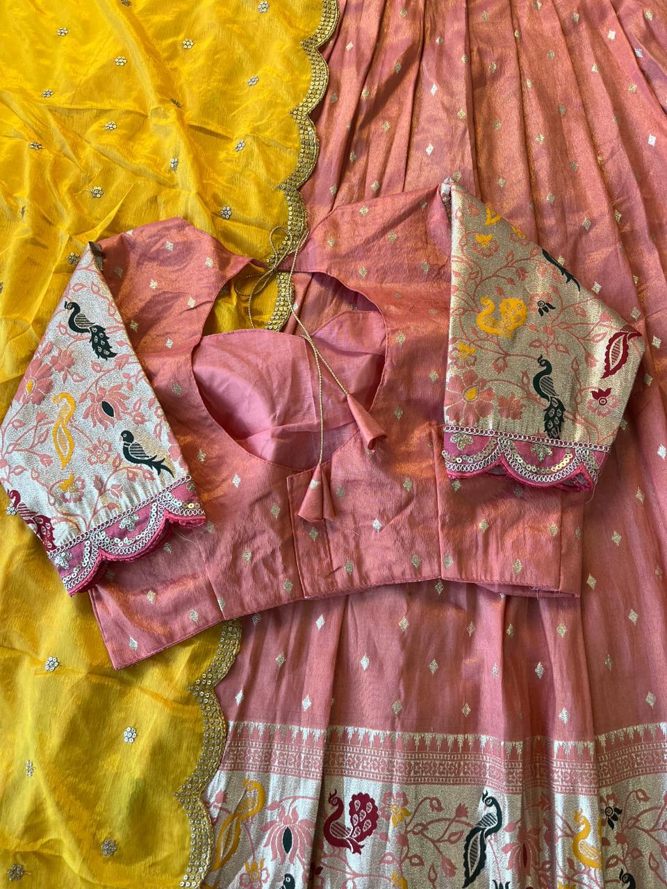 Paithani Tissue Silk Lehenga Set Cat lehenga set