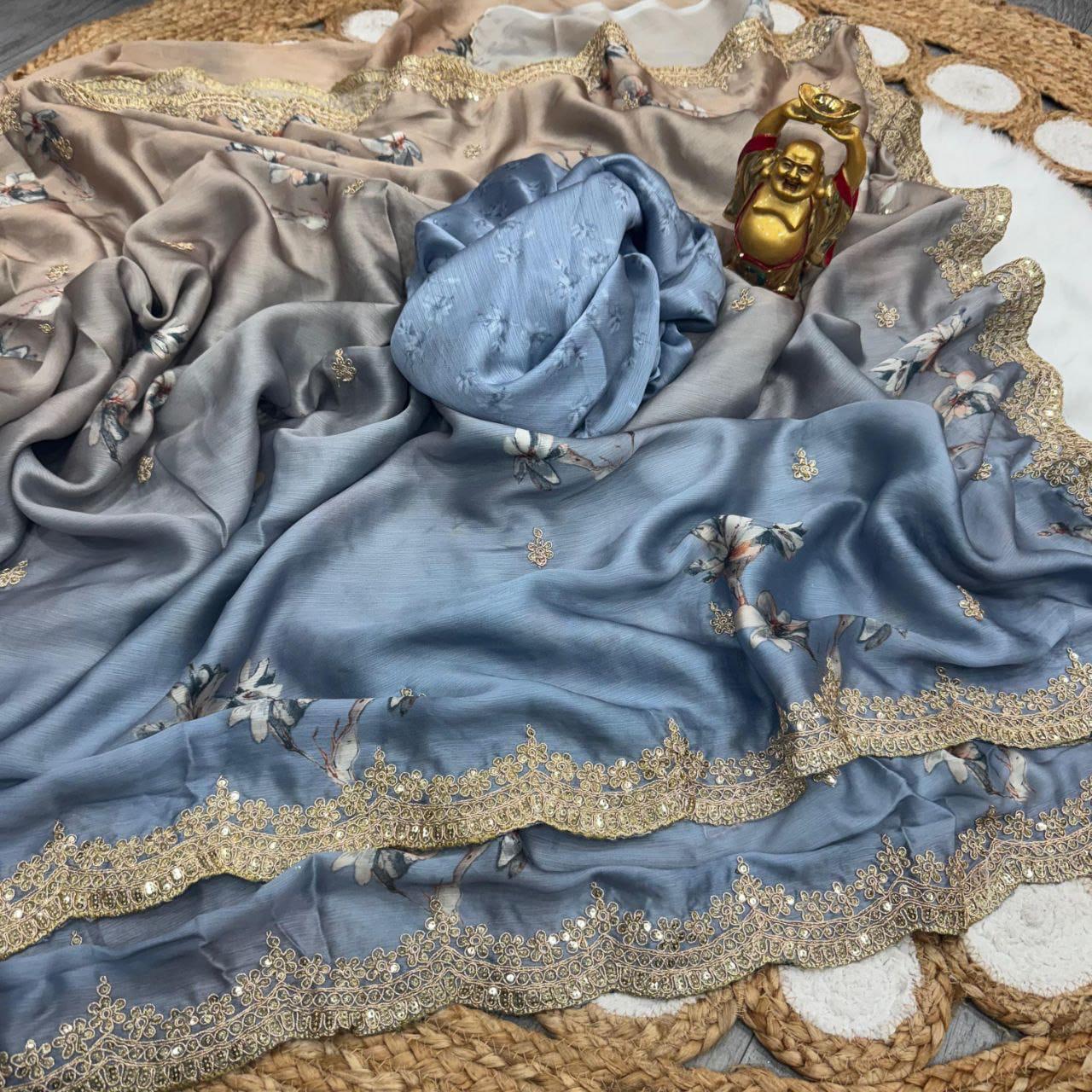 Aqua Mist – Premium Satin Chiffon