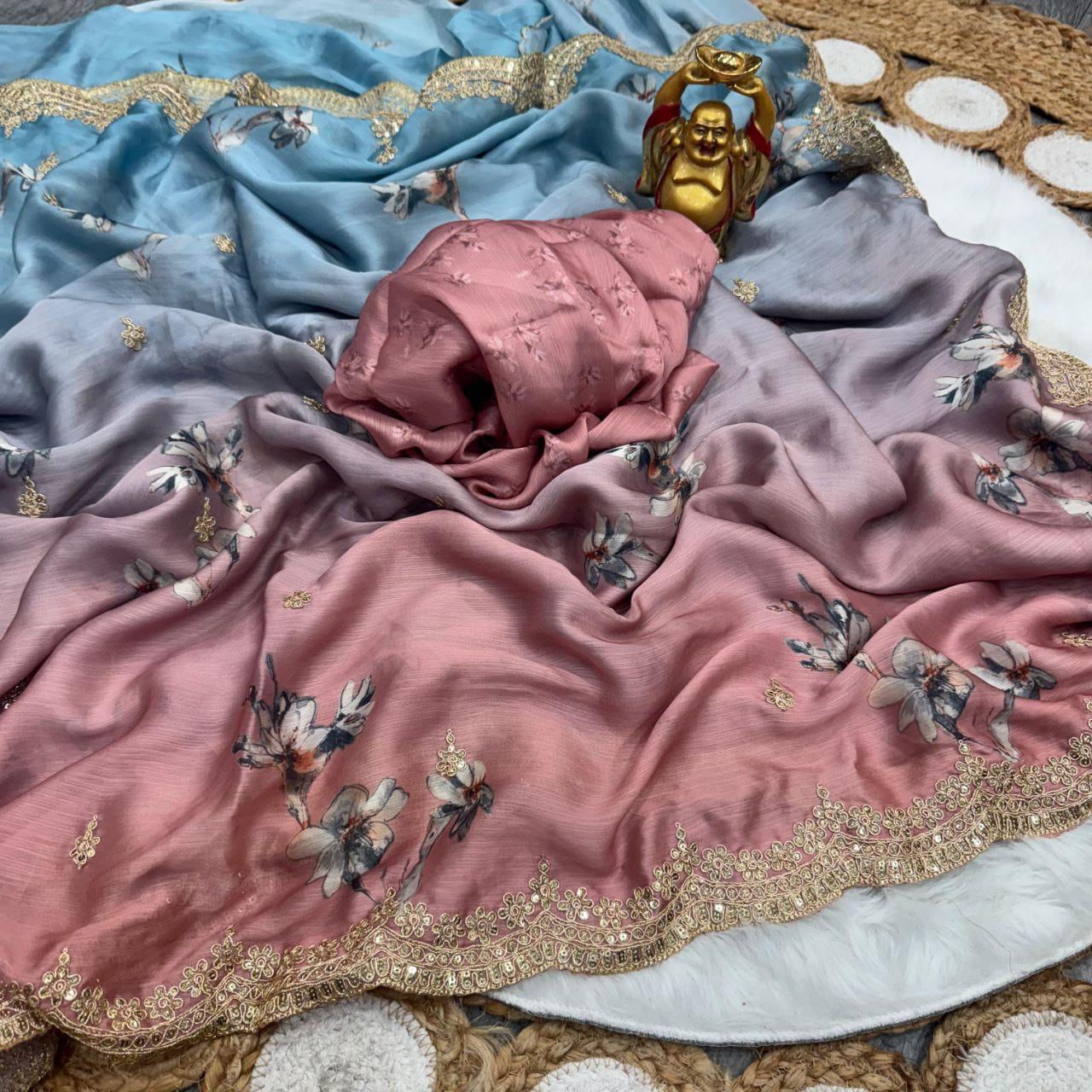 Aqua Mist – Premium Satin Chiffon