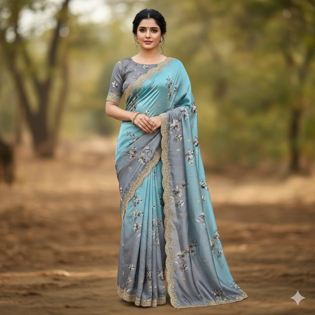 Aqua Mist – Premium Satin Chiffon