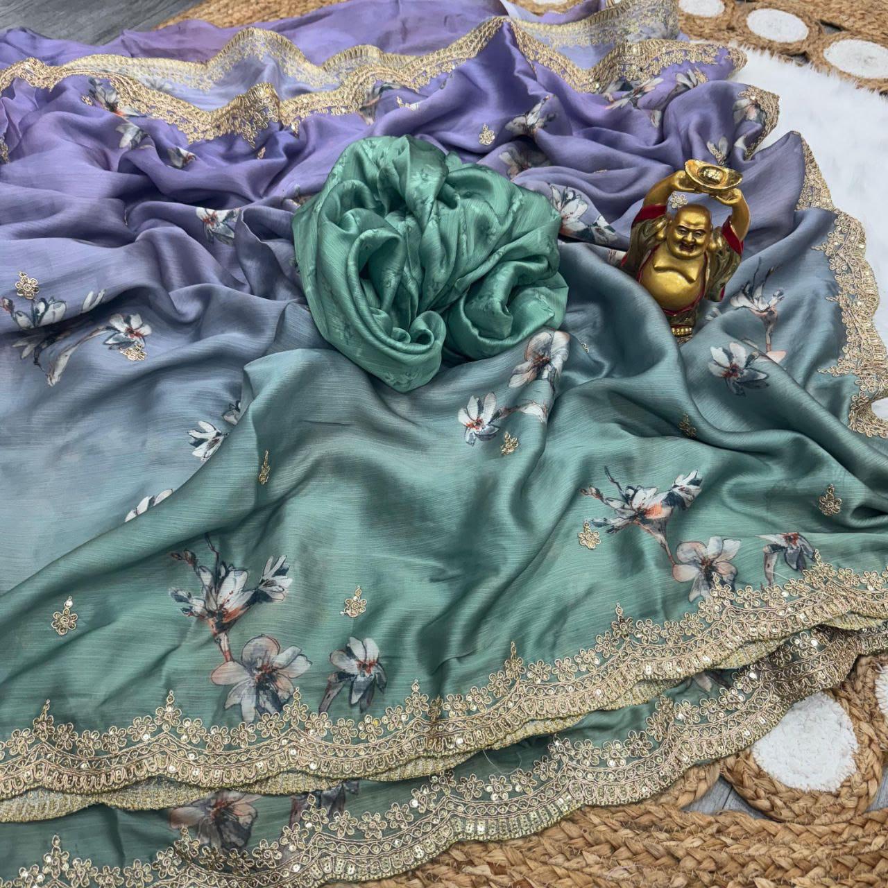 Aqua Mist – Premium Satin Chiffon