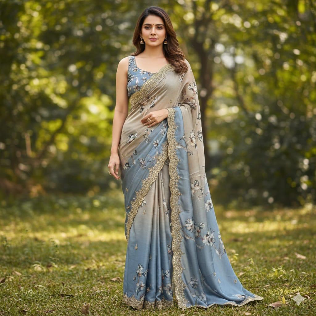 Aqua Mist – Premium Satin Chiffon