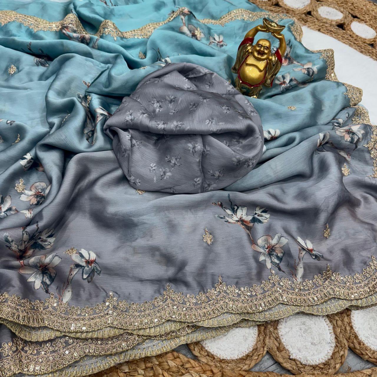 Aqua Mist – Premium Satin Chiffon