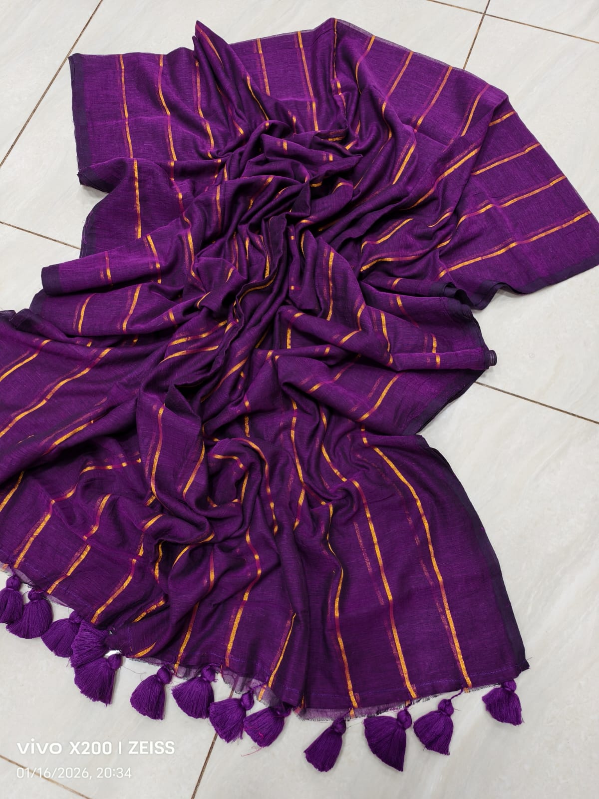 Pure Mul Cotton Stripes Saree