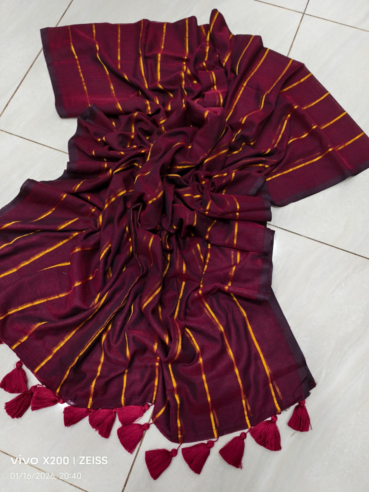 Pure Mul Cotton Stripes Saree