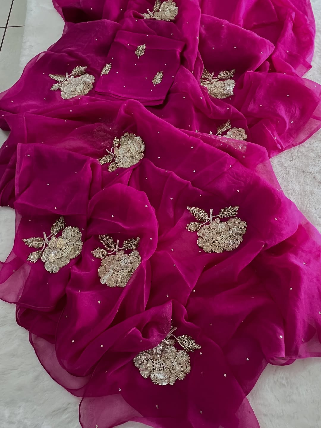 Flower chiffon saree
