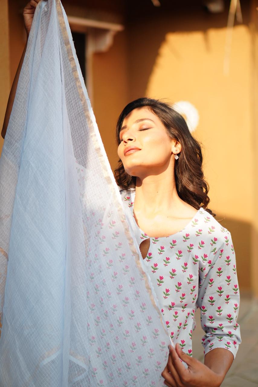 Powder blue kurta set