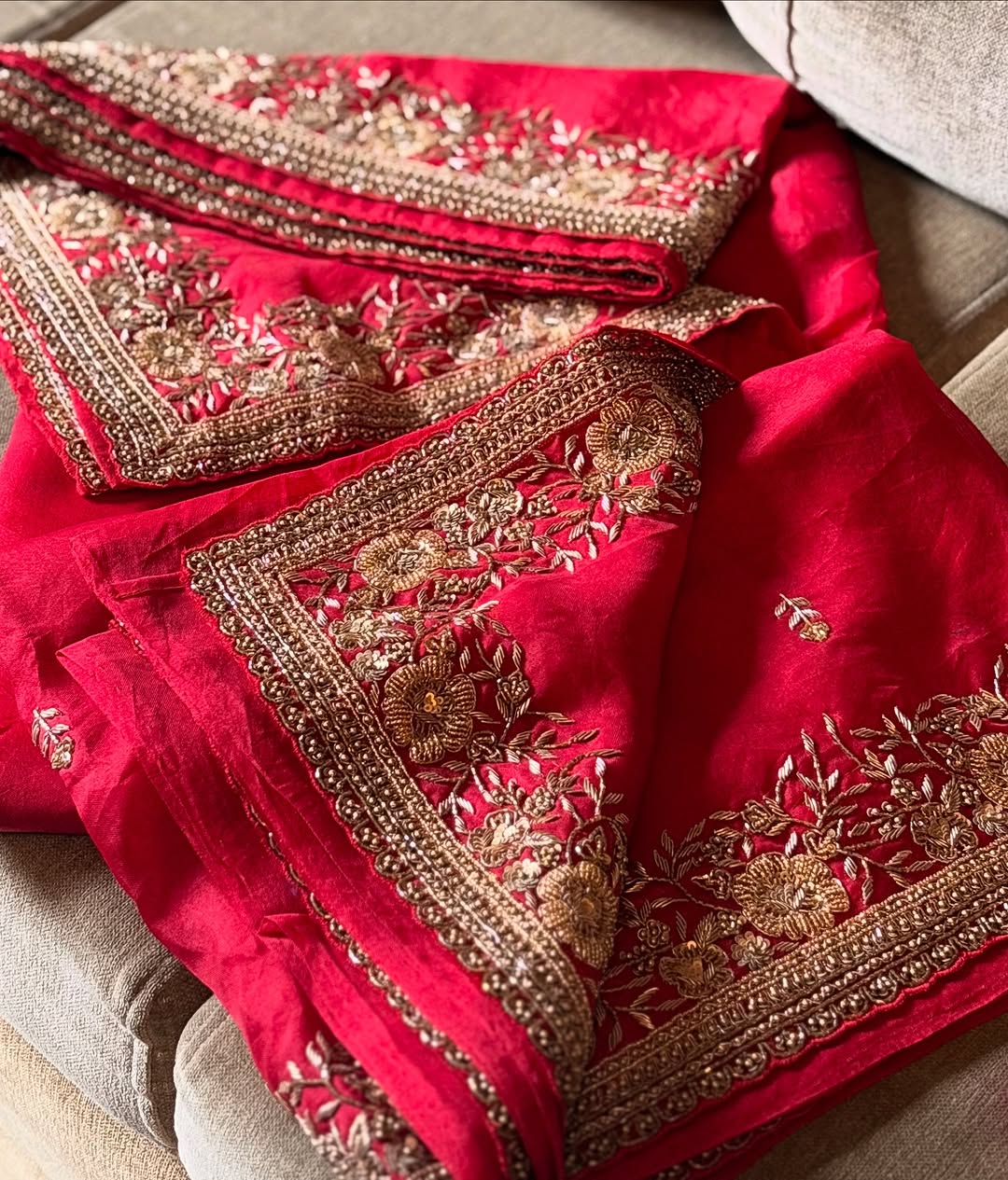 Crimson Royale Organza Saree