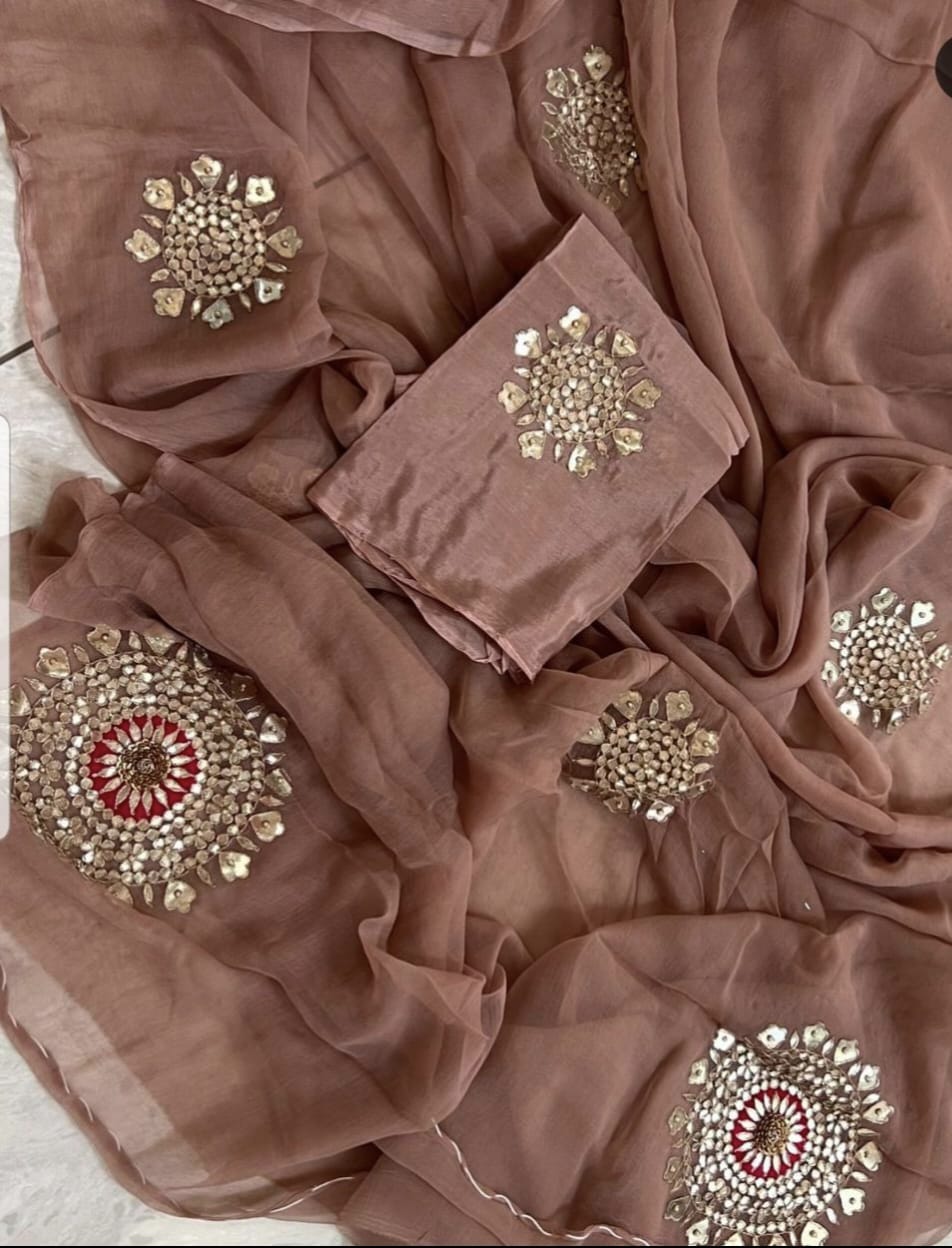 Gotta pati chiffon saree