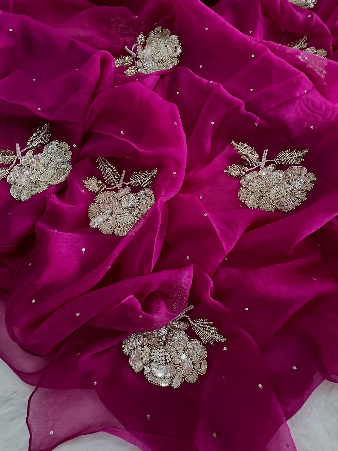 Flower chiffon saree