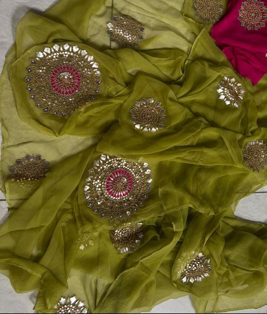 Gotta pati chiffon saree