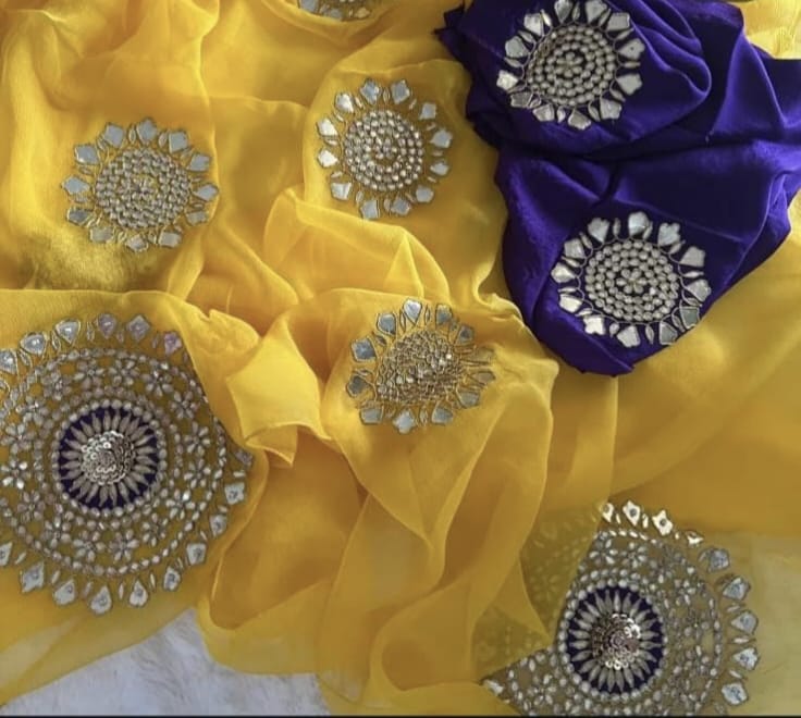 Gotta pati chiffon saree