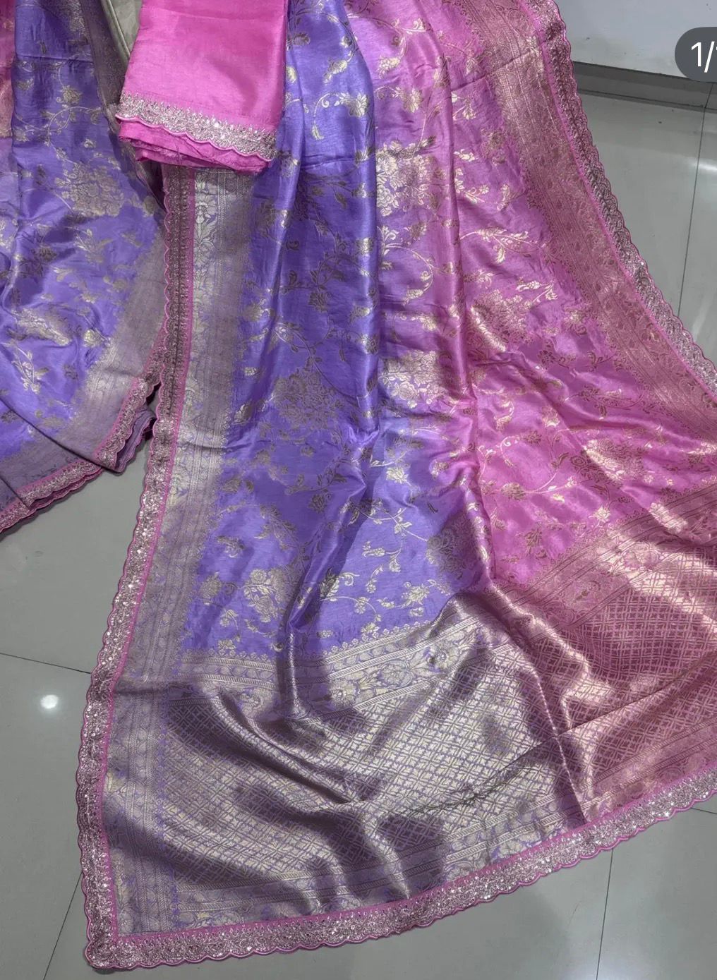 pink purple munga silk saree