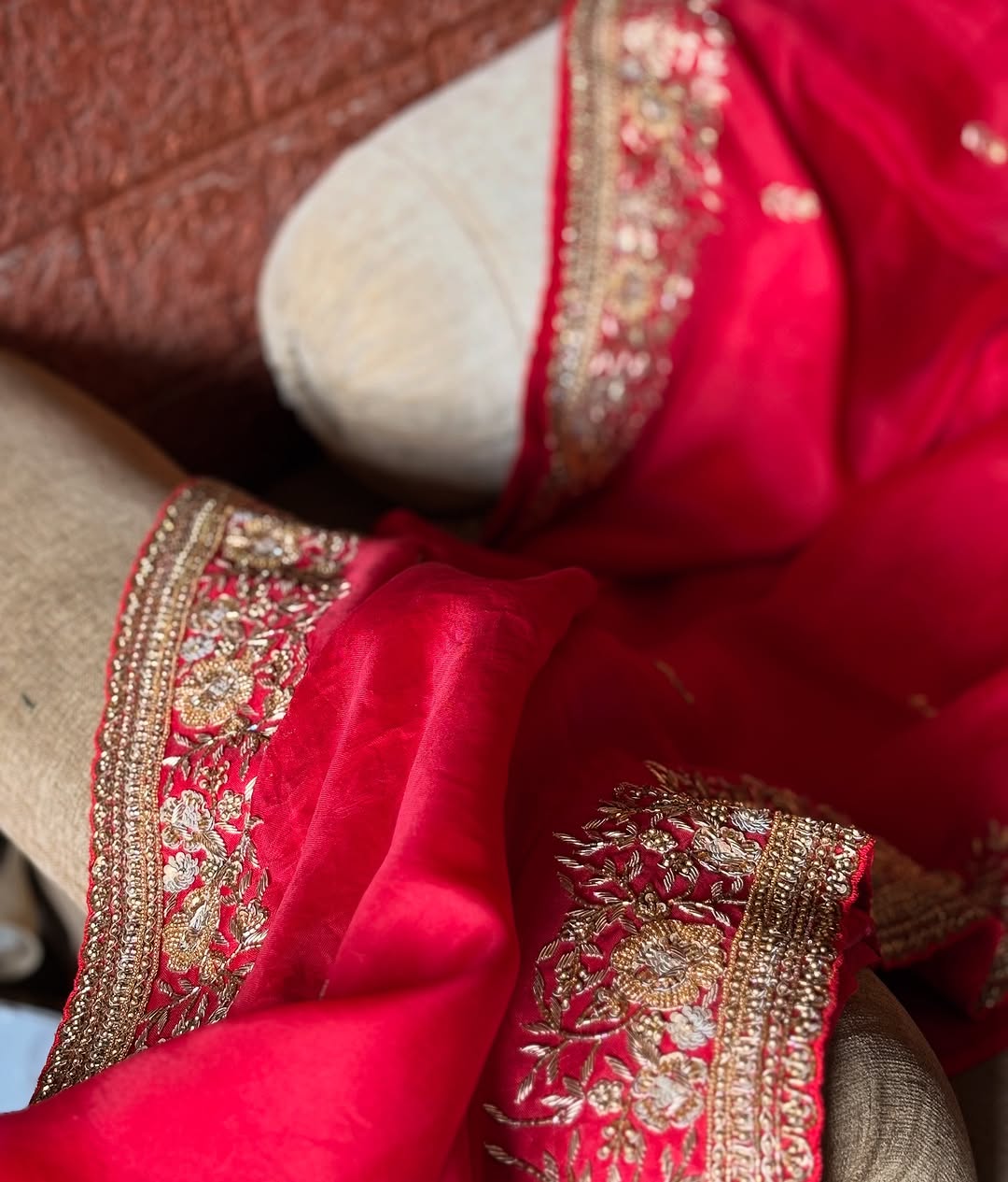 Crimson Royale Organza Saree