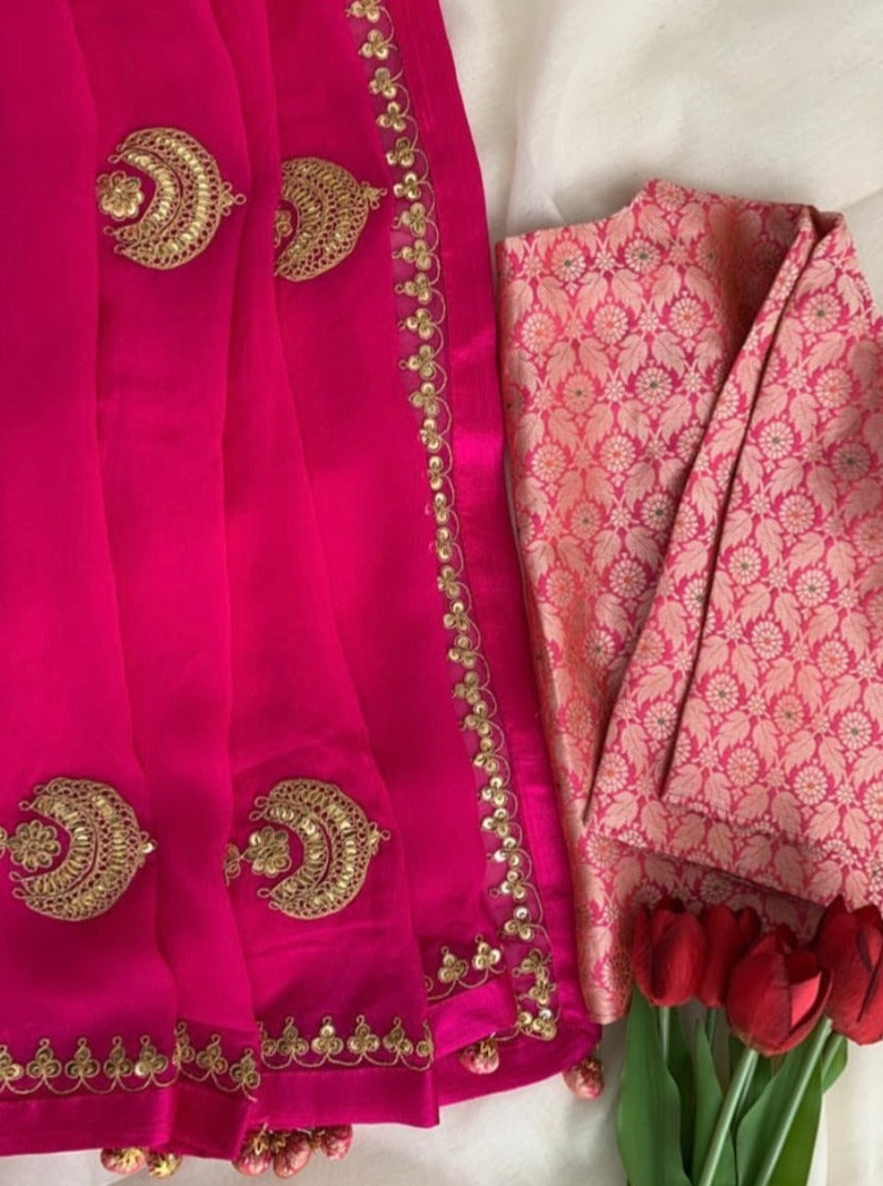 Georgette Saree with Marodi Work