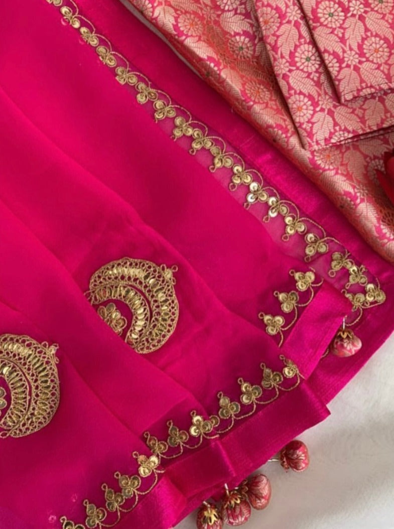 Georgette Saree with Marodi Work