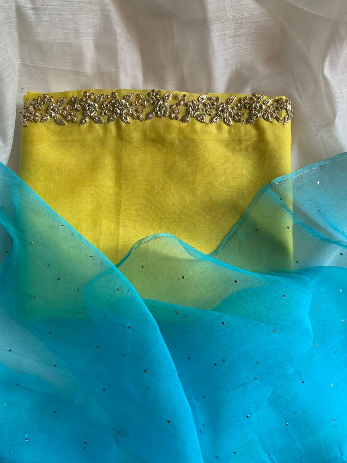 Organza Saree With Mukaish Work