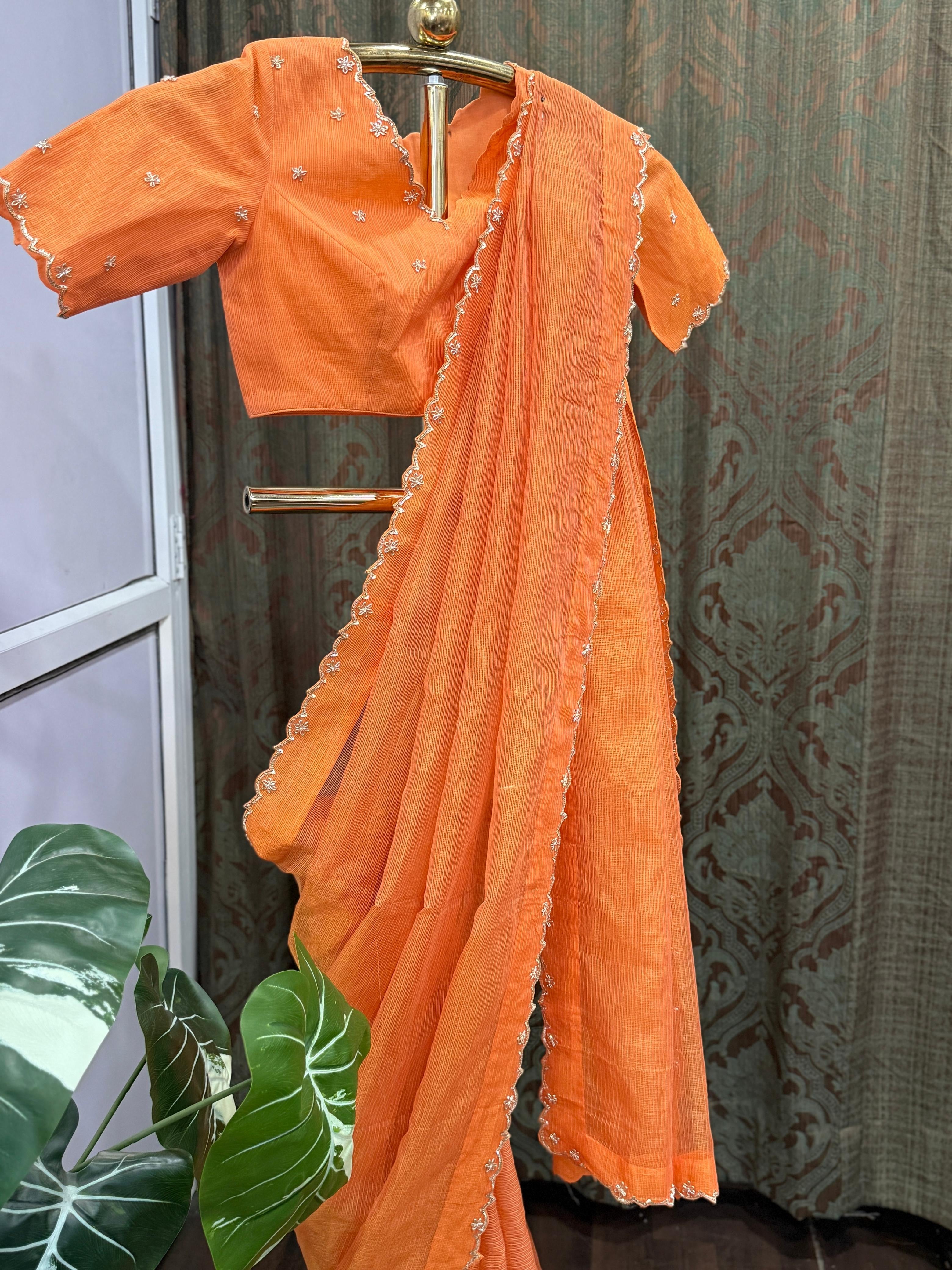 Saanjh Orange Saree