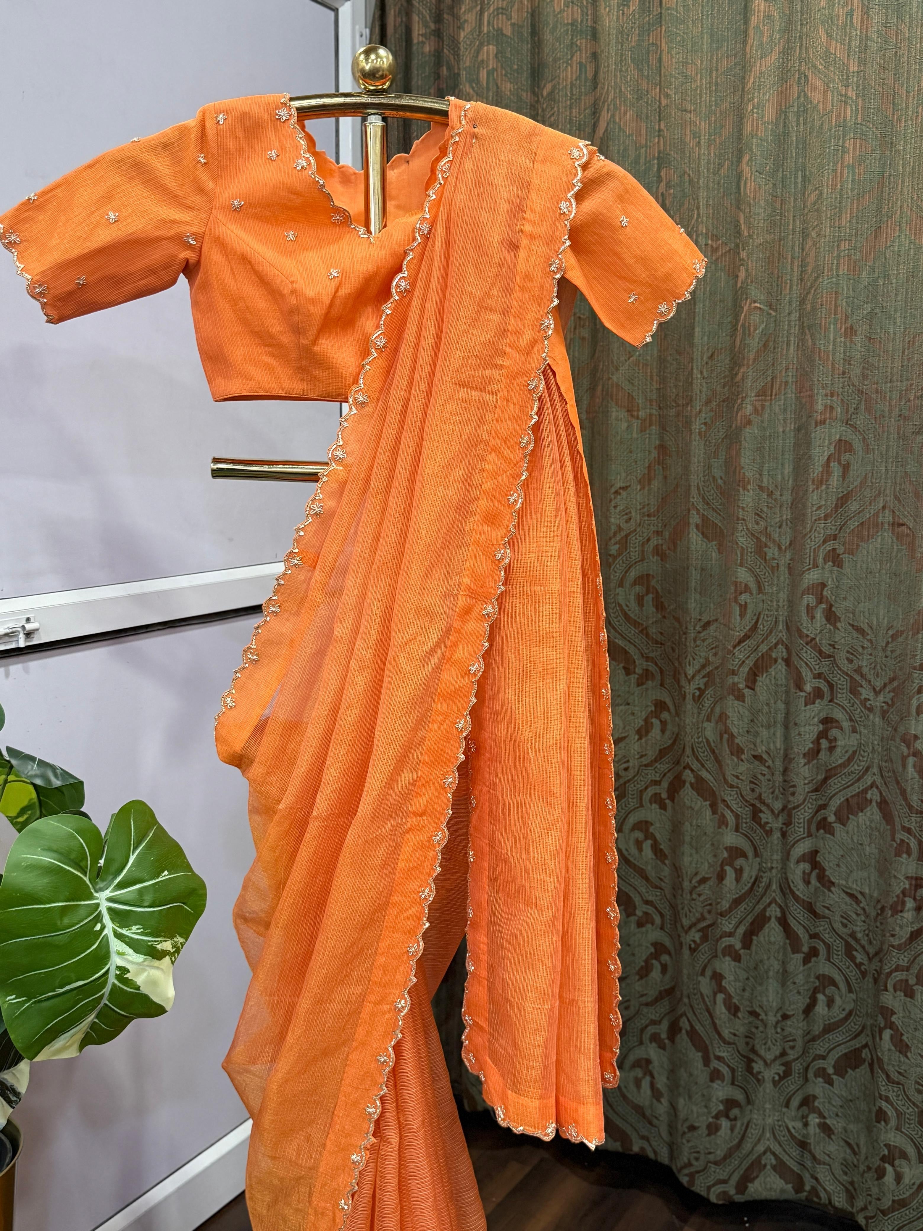 Saanjh Orange Saree