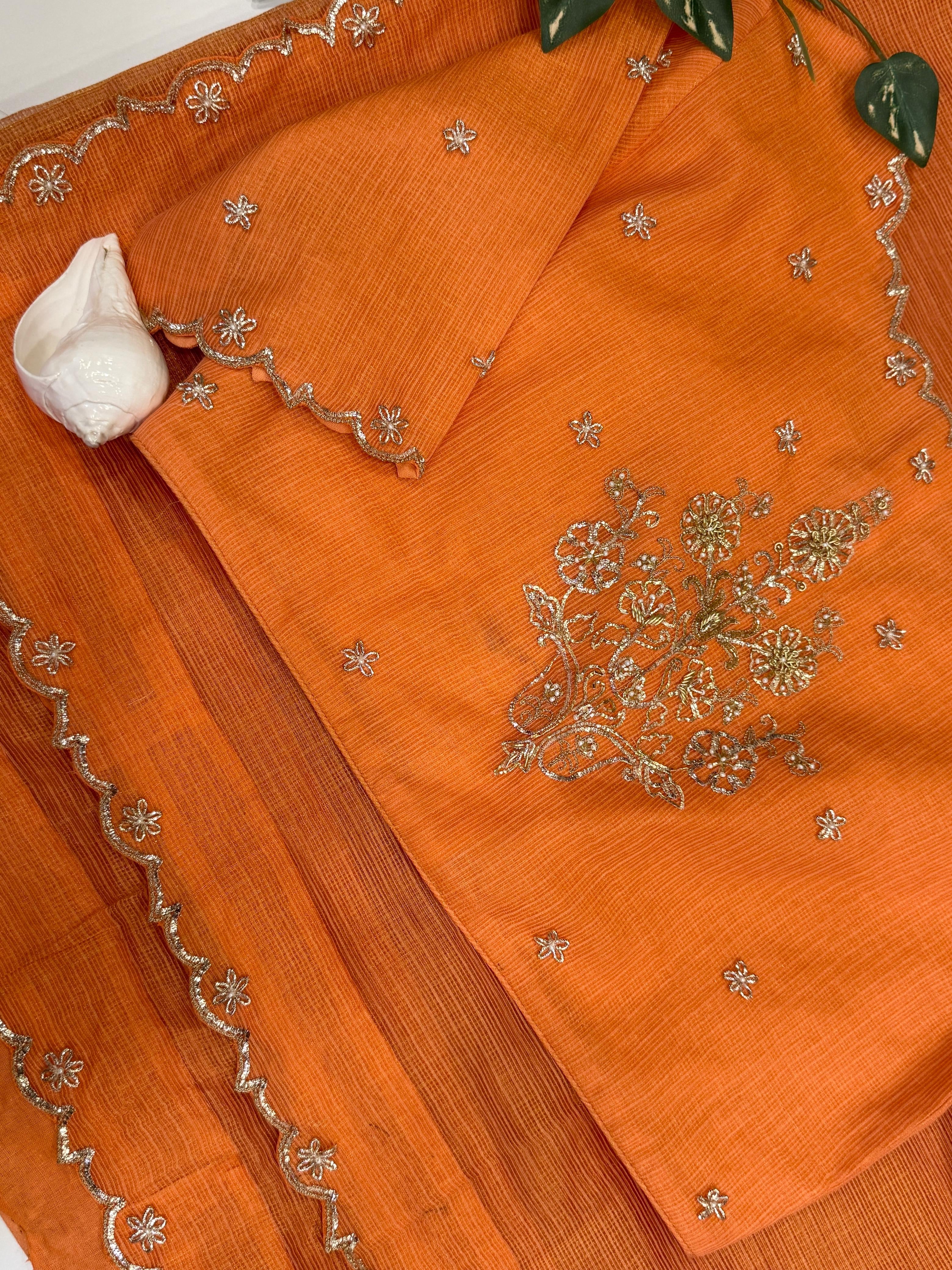 Saanjh Orange Saree