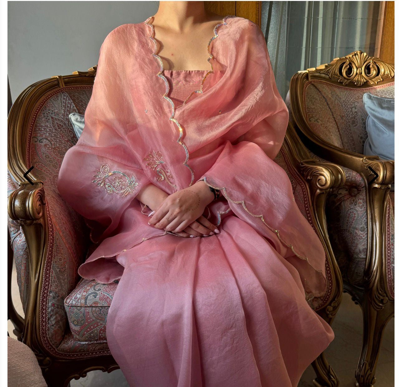 Blush Pink Shimmer Organza Saree