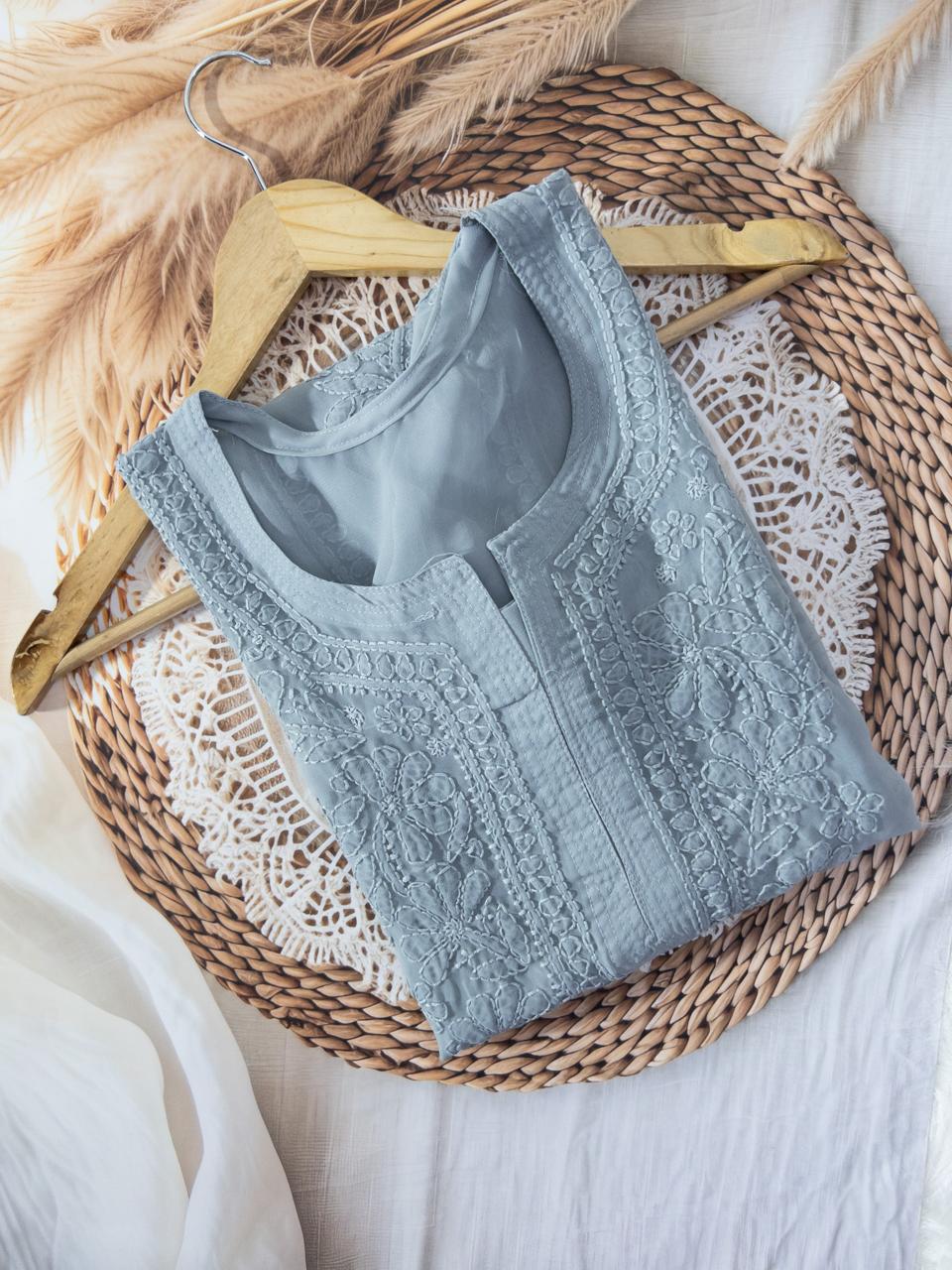 Chikankari Straight Kurti