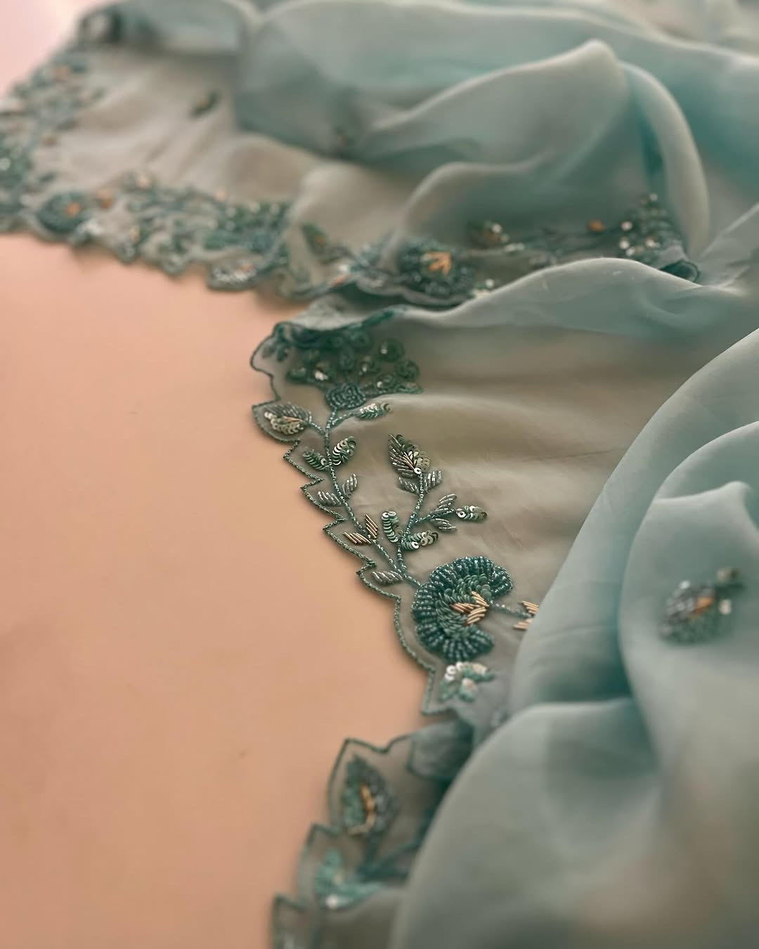 Cutdana work Organza Saree