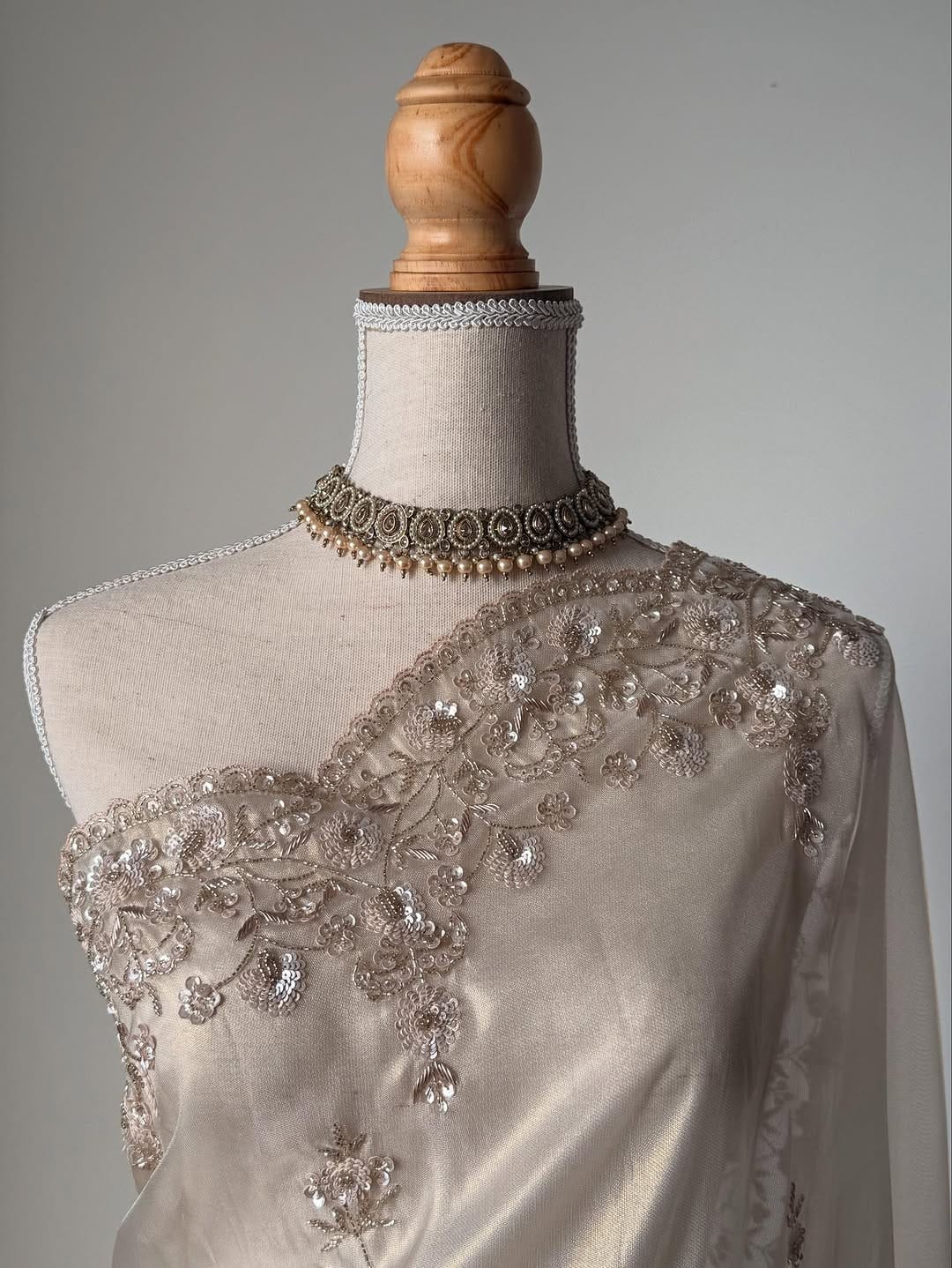 Cutdana work tissue organza saree