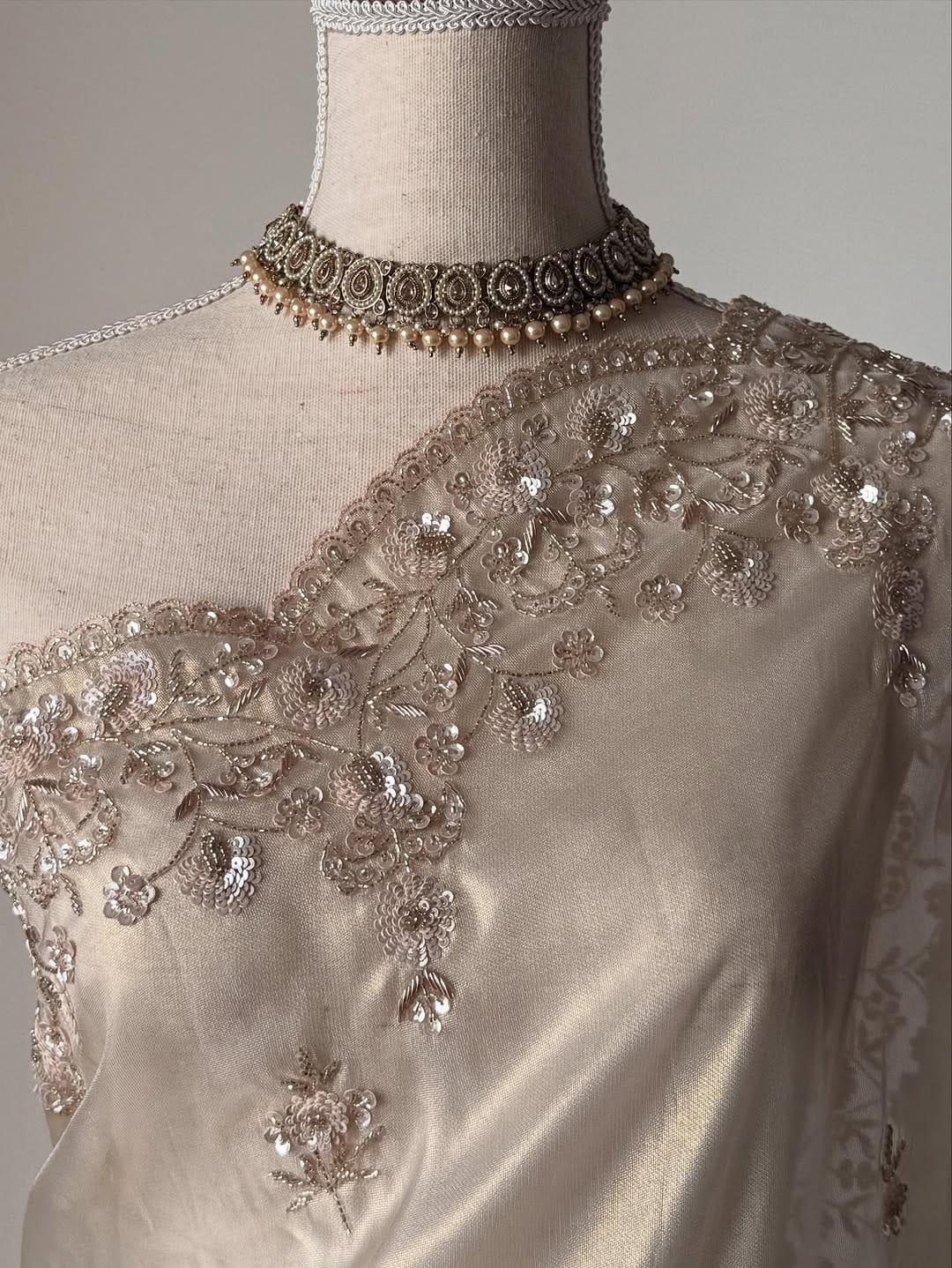 Cutdana work tissue organza saree