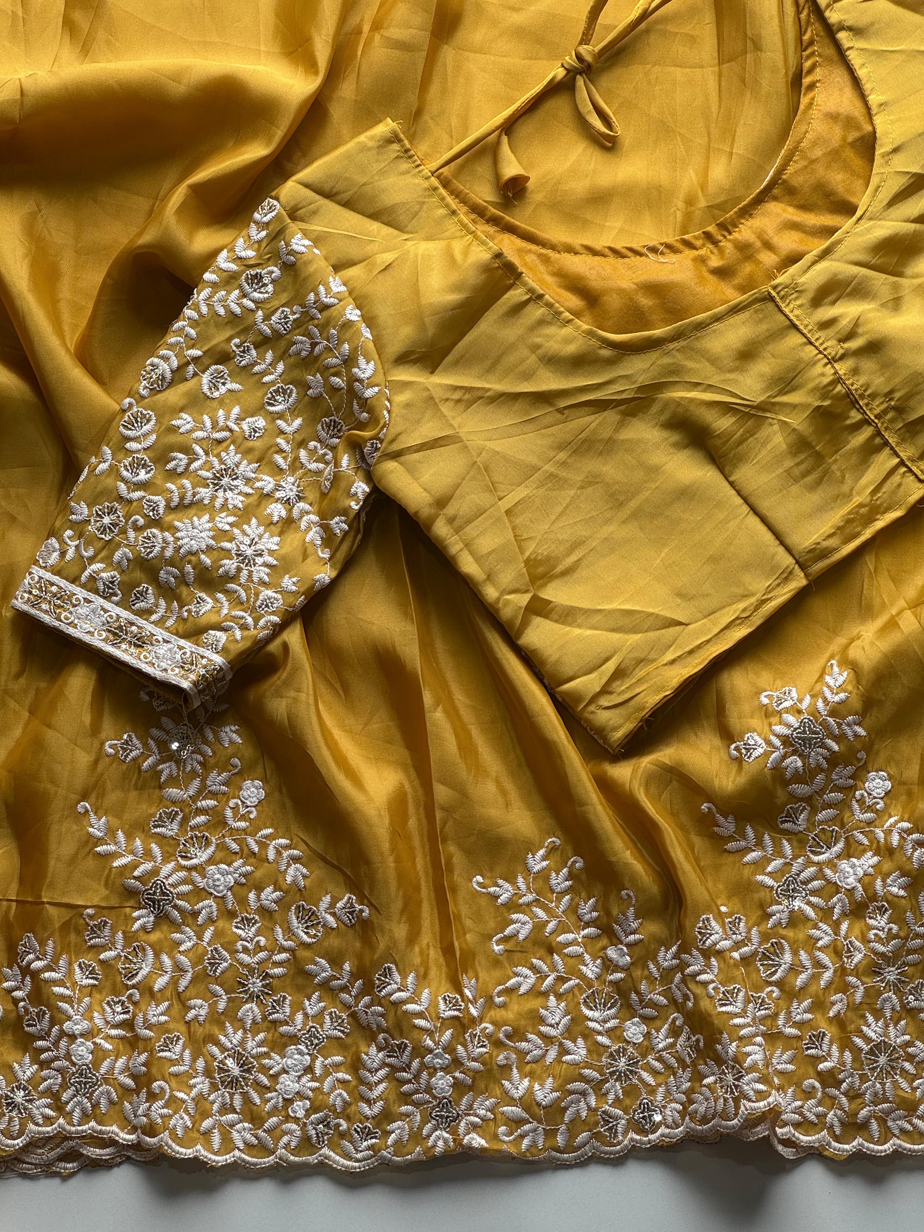 Lemon yellow saree