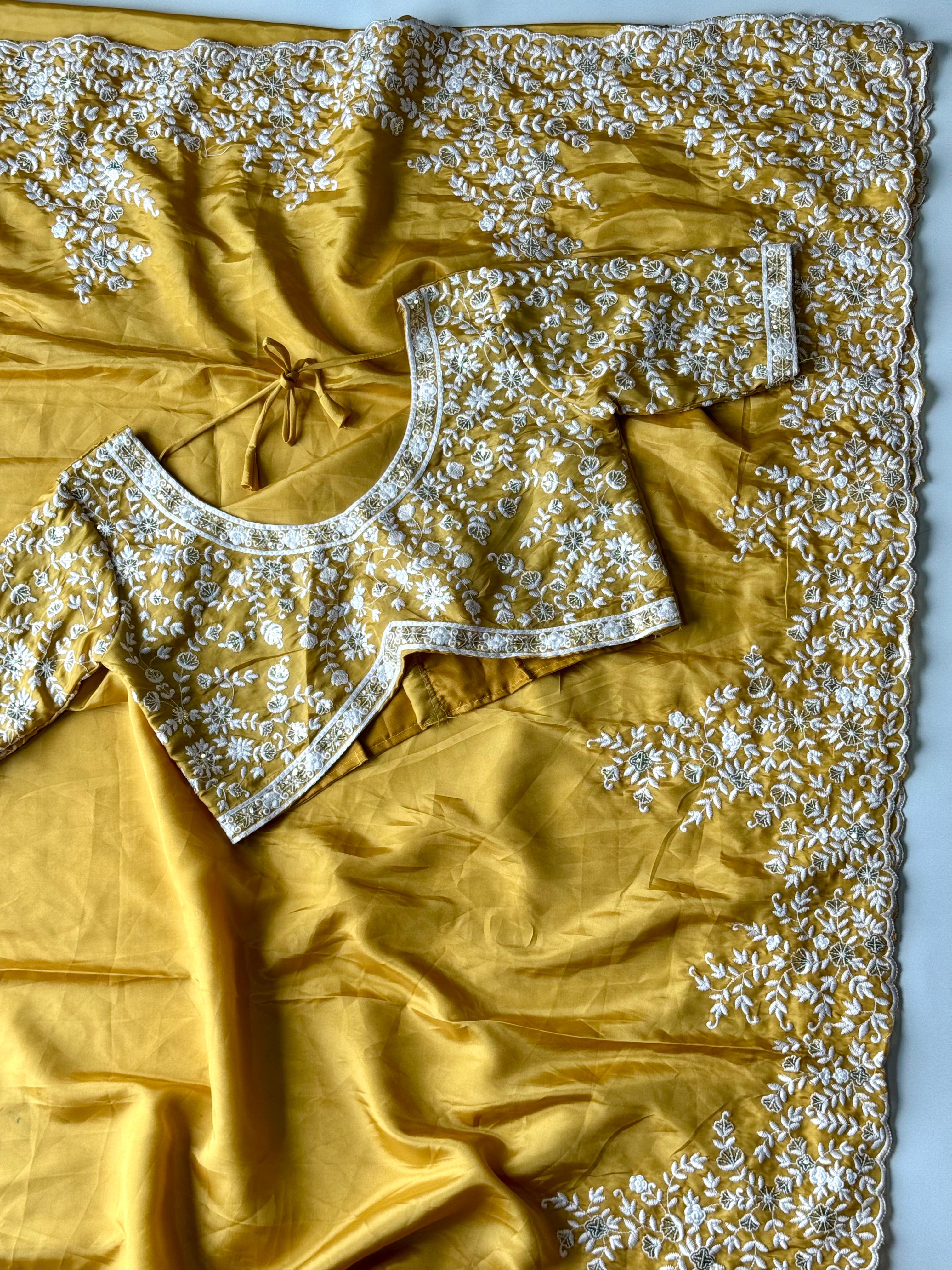 Lemon yellow saree