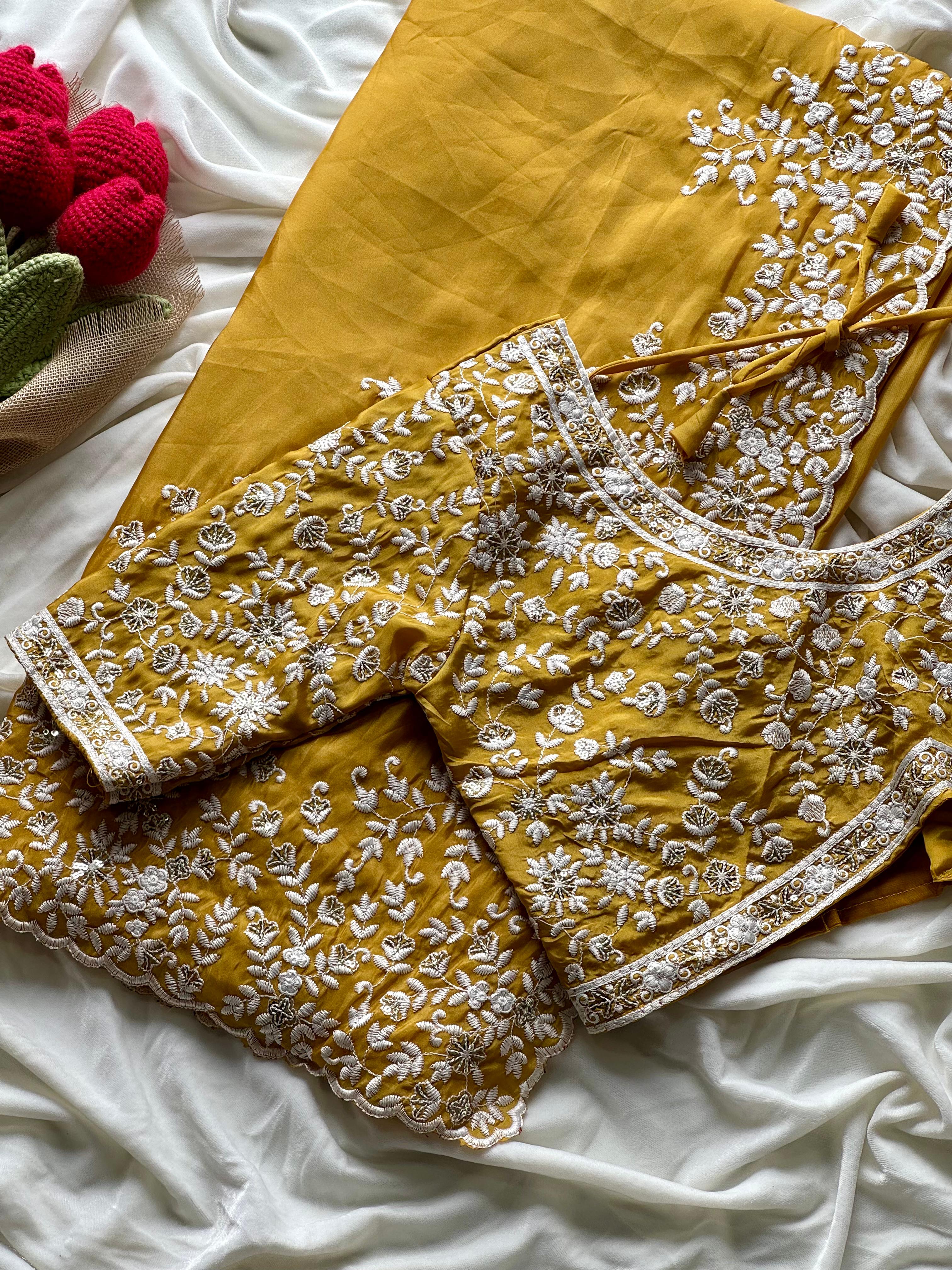 Lemon yellow saree