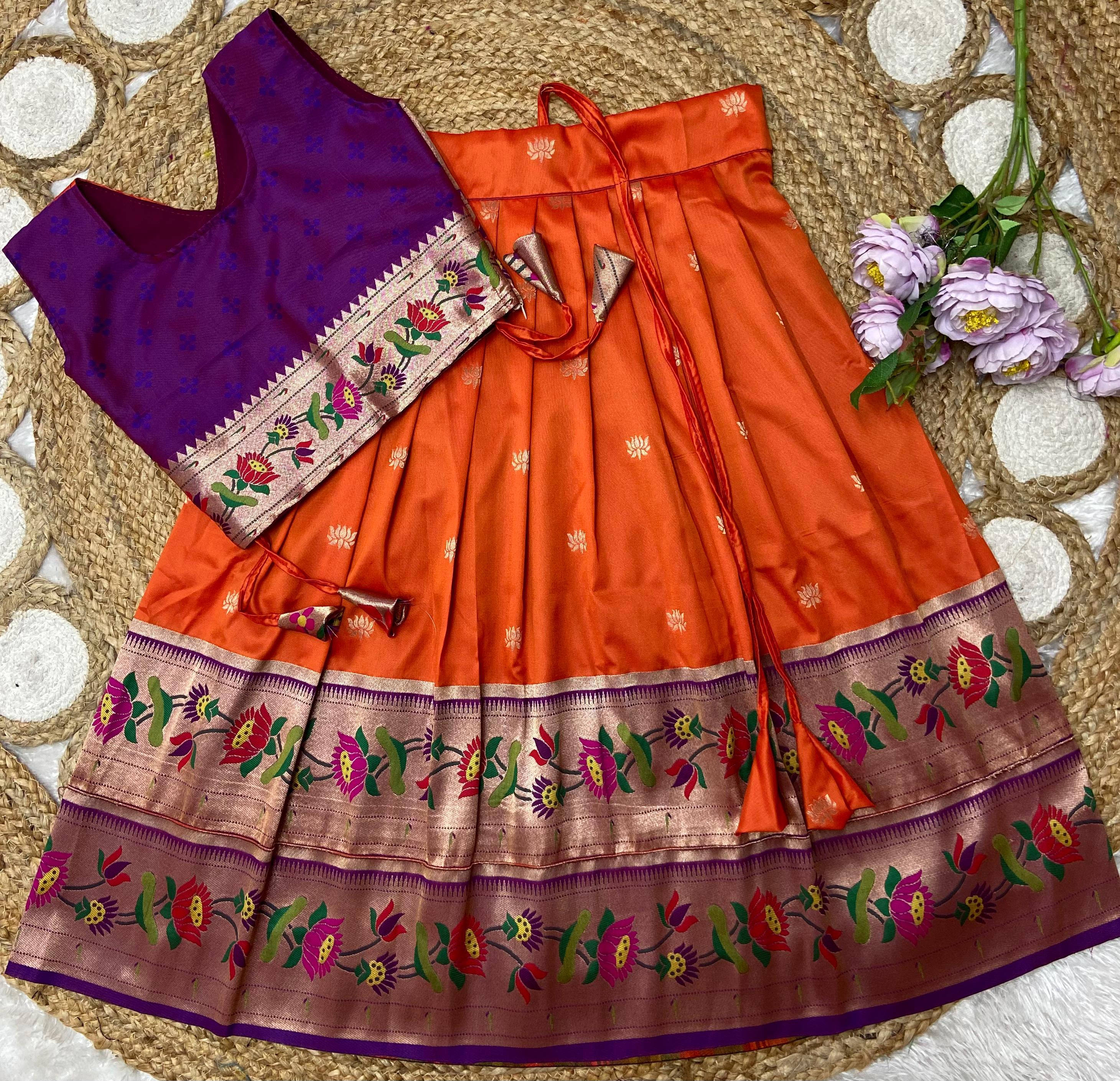 Paithani Lehenga For Kids