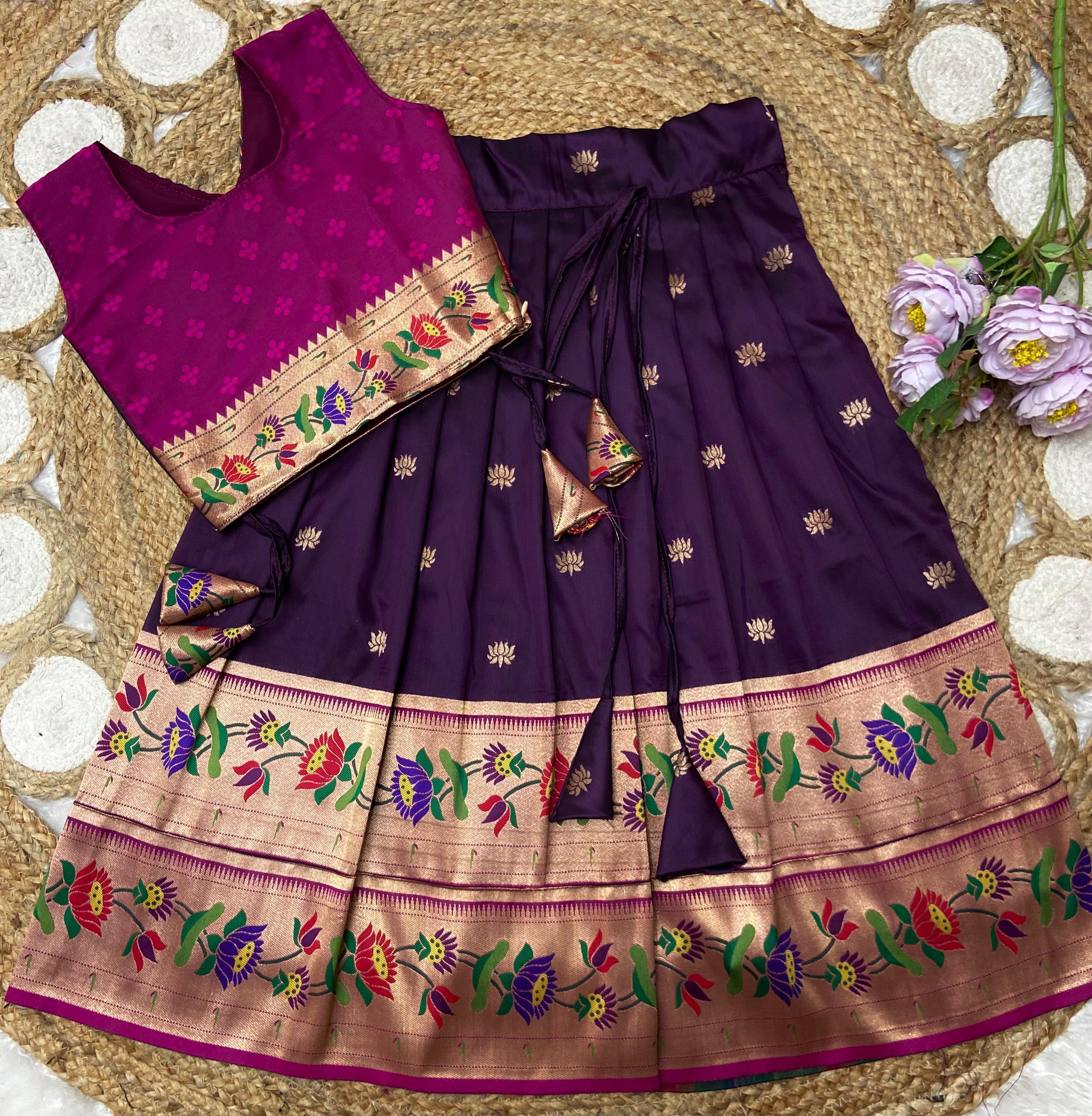 Paithani Lehenga For Kids
