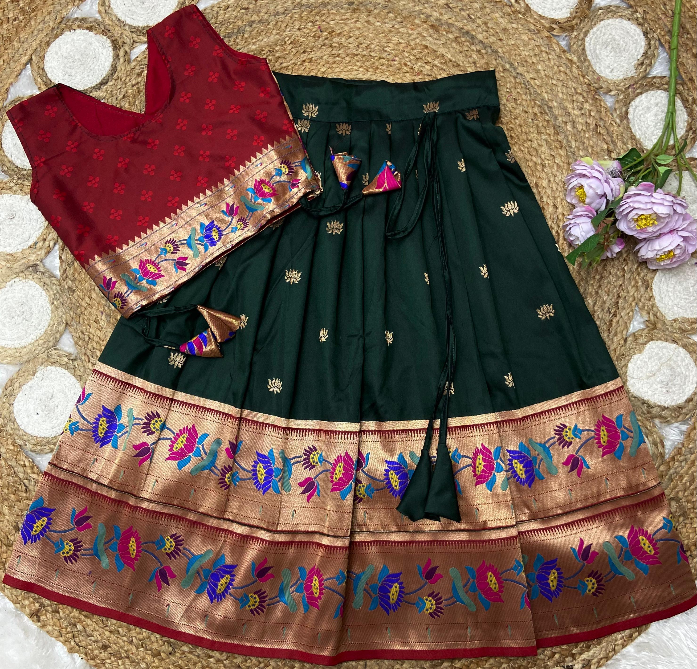 Paithani Lehenga For Kids