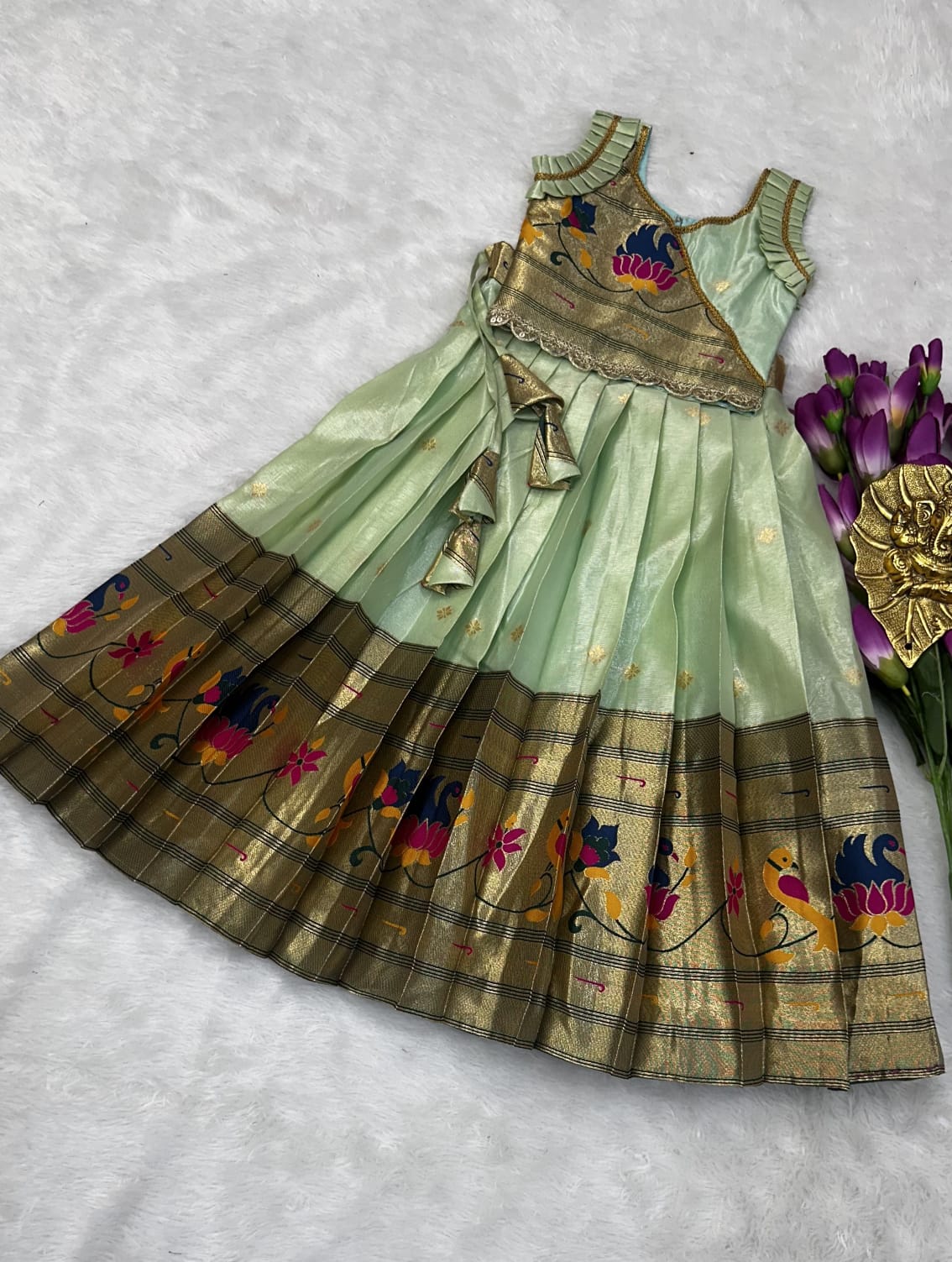 Kids Paithani Zari Lehenga Set