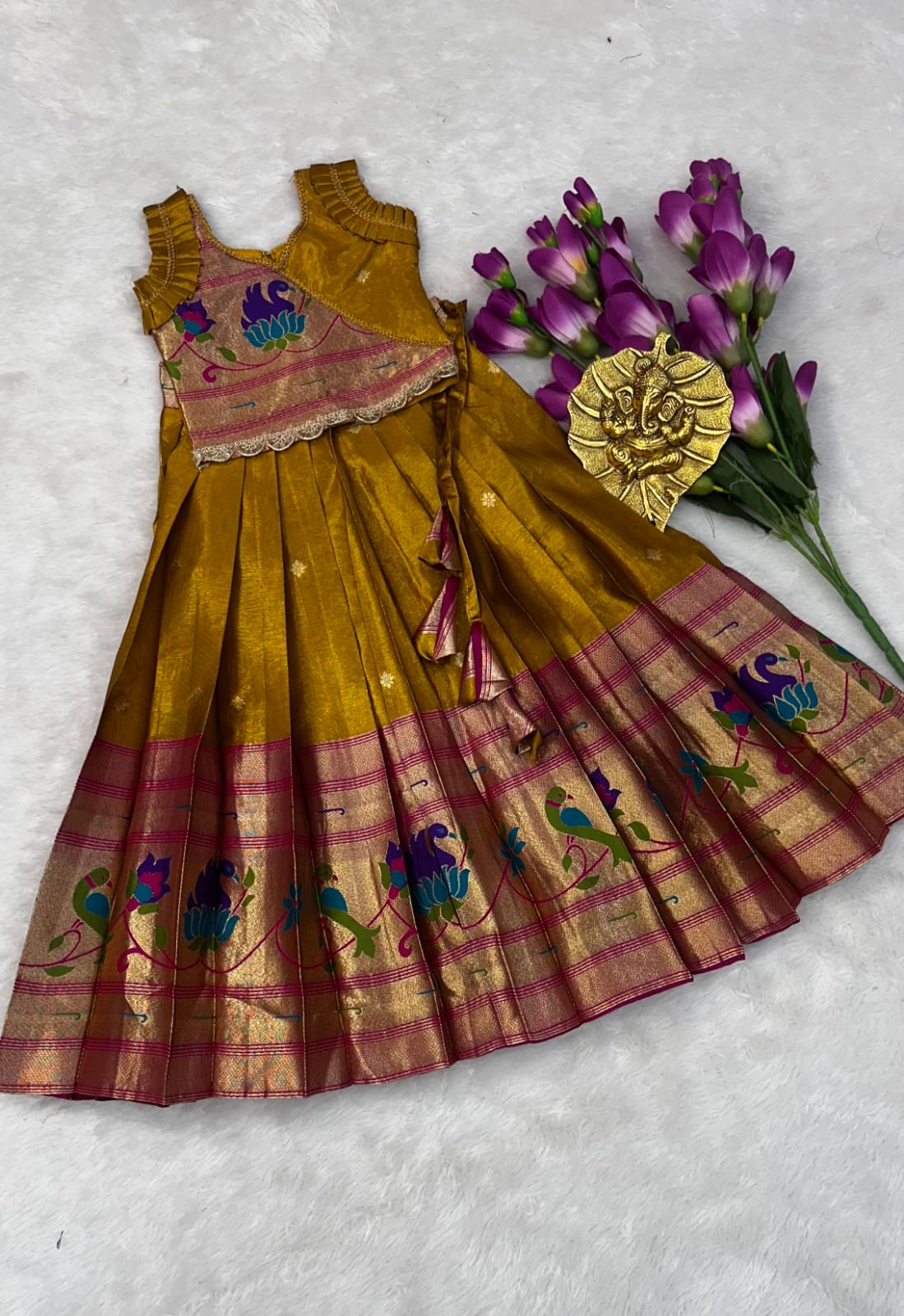 Kids Paithani Zari Lehenga Set
